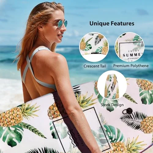 Boogie Boards for Beach – 41”, Lightweight and Durable Bodyboard for Surfing for Adults with Premium Leash and Slick Bottom, Kiki (Pineapple)