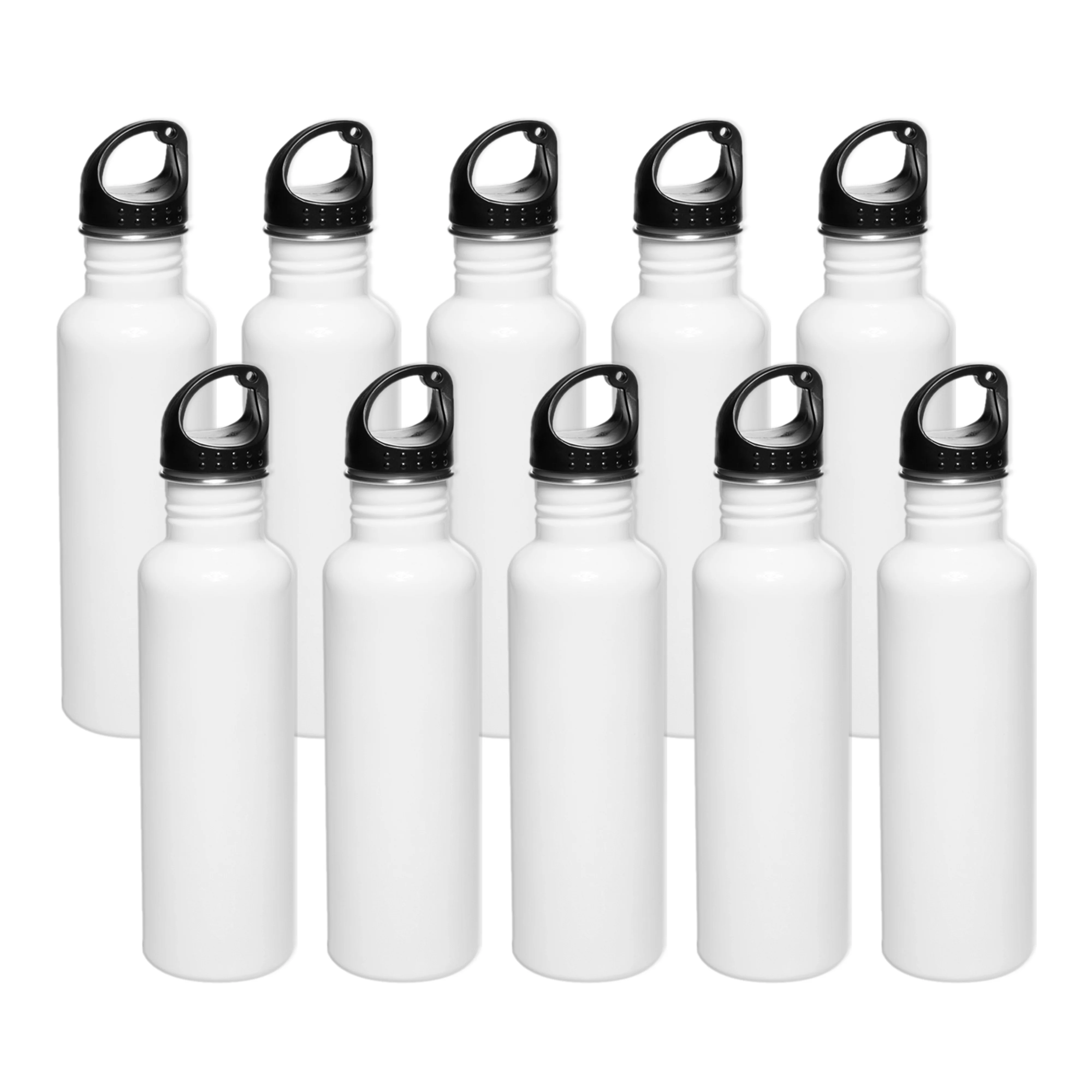 Stainless Steel Water Bottles 26 oz. Set of 10, Bulk Pack - Reusable, Leak Proof, Perfect for Gym, Hiking, Camping, Outdoor Sports - White