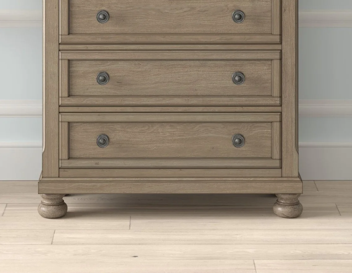 Bedroom Chest 1pc Wire Brushed Gray Finish Birch Veneer Drawers with Ball Bearing Glides Transitional Furniture