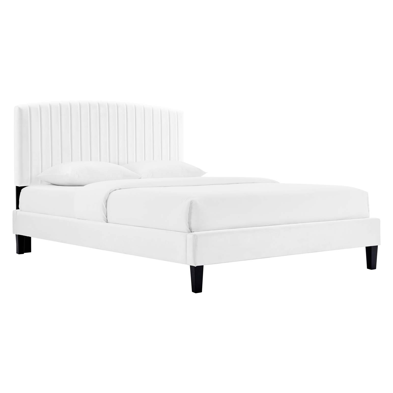 Modway Alessi Performance Velvet Queen Platform Bed in White