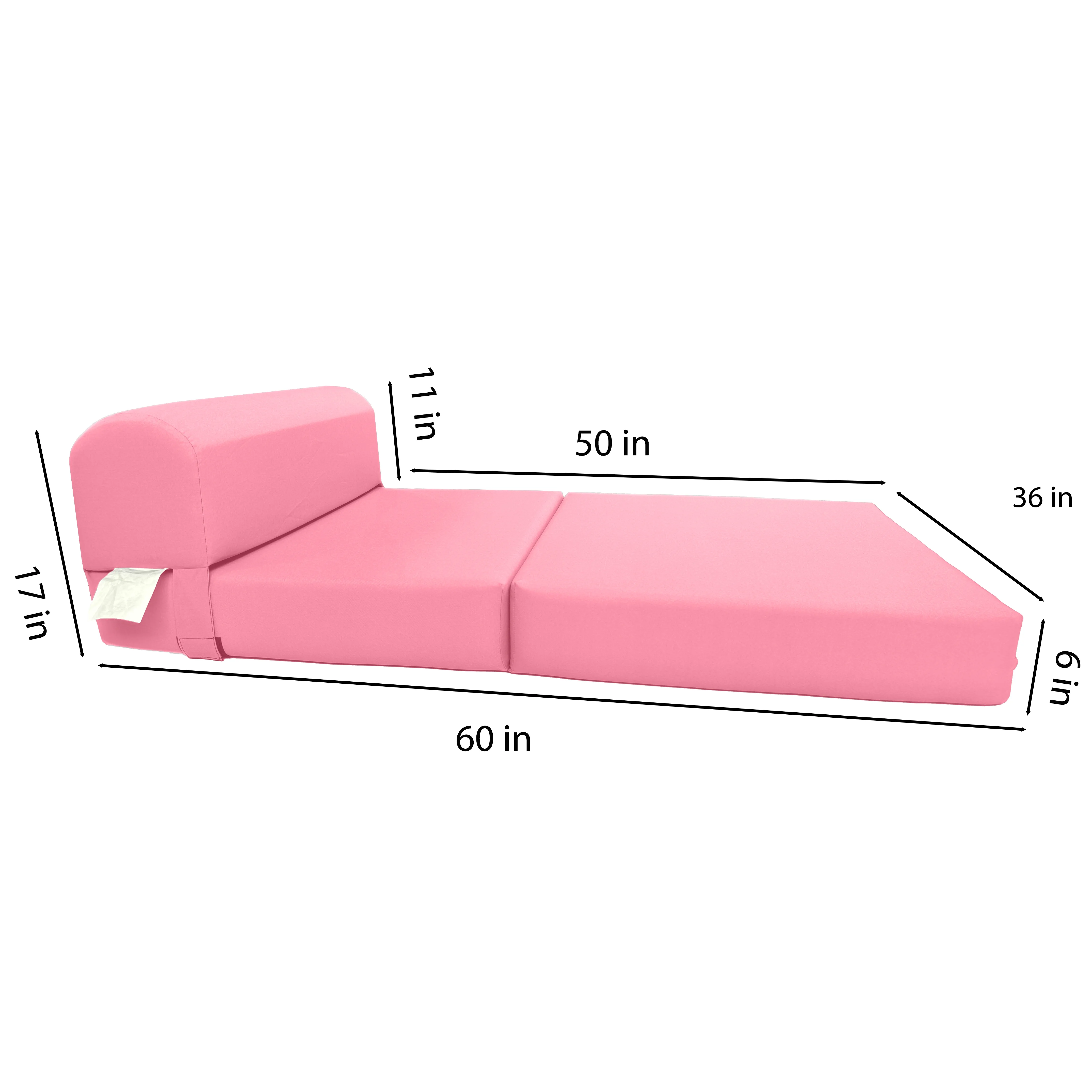 Pink Sleeper Chair Folding Foam Beds, Portable Studio Sofa Guest Bed, 6 x 36 x 70