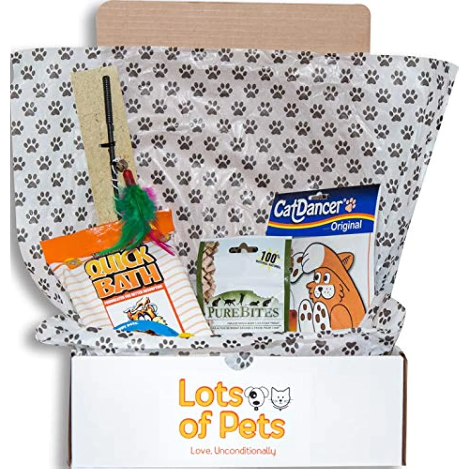 Lots of Pets Cat Scratch Fever Party Box Kitty Cat Party Box, Pet Supplies Starter Pack, Treats and Toys for Cats