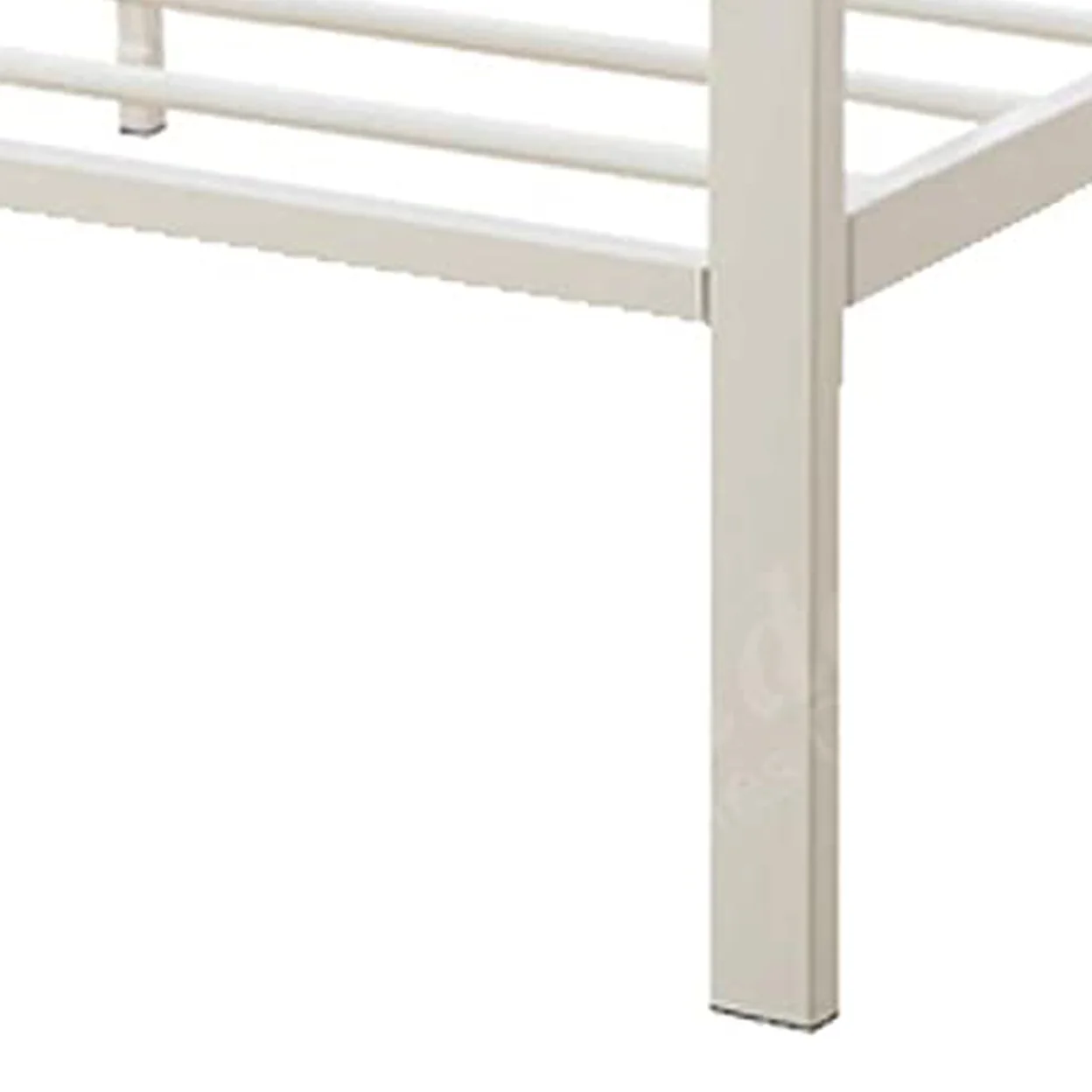Metal Frame Full Bed With Leather Upholstered Headboard White- Saltoro Sherpi