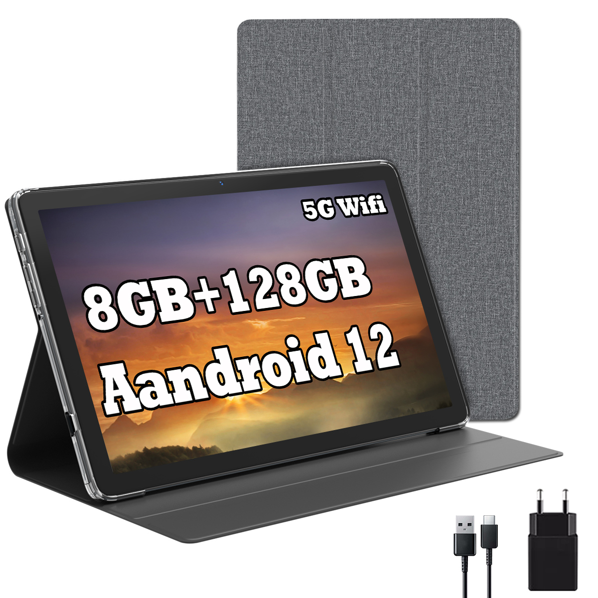 Tablet,10.1 inch Android 12 Tablets,8GB RAM 128GB ROM, 2.4G/5G WiFi Tablet Android, 5G wifi 1280*800IPS Screen