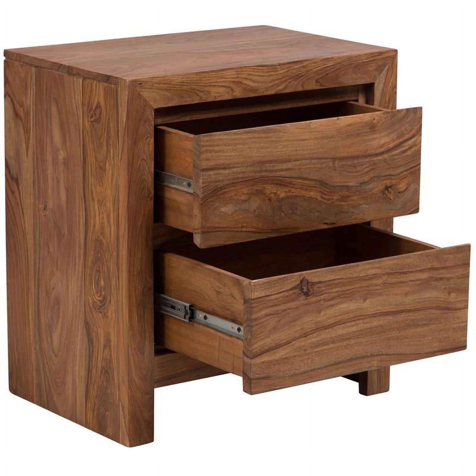 Avalon Mid-Century Modern Sheesham Wood 2 Drawer Nightstand