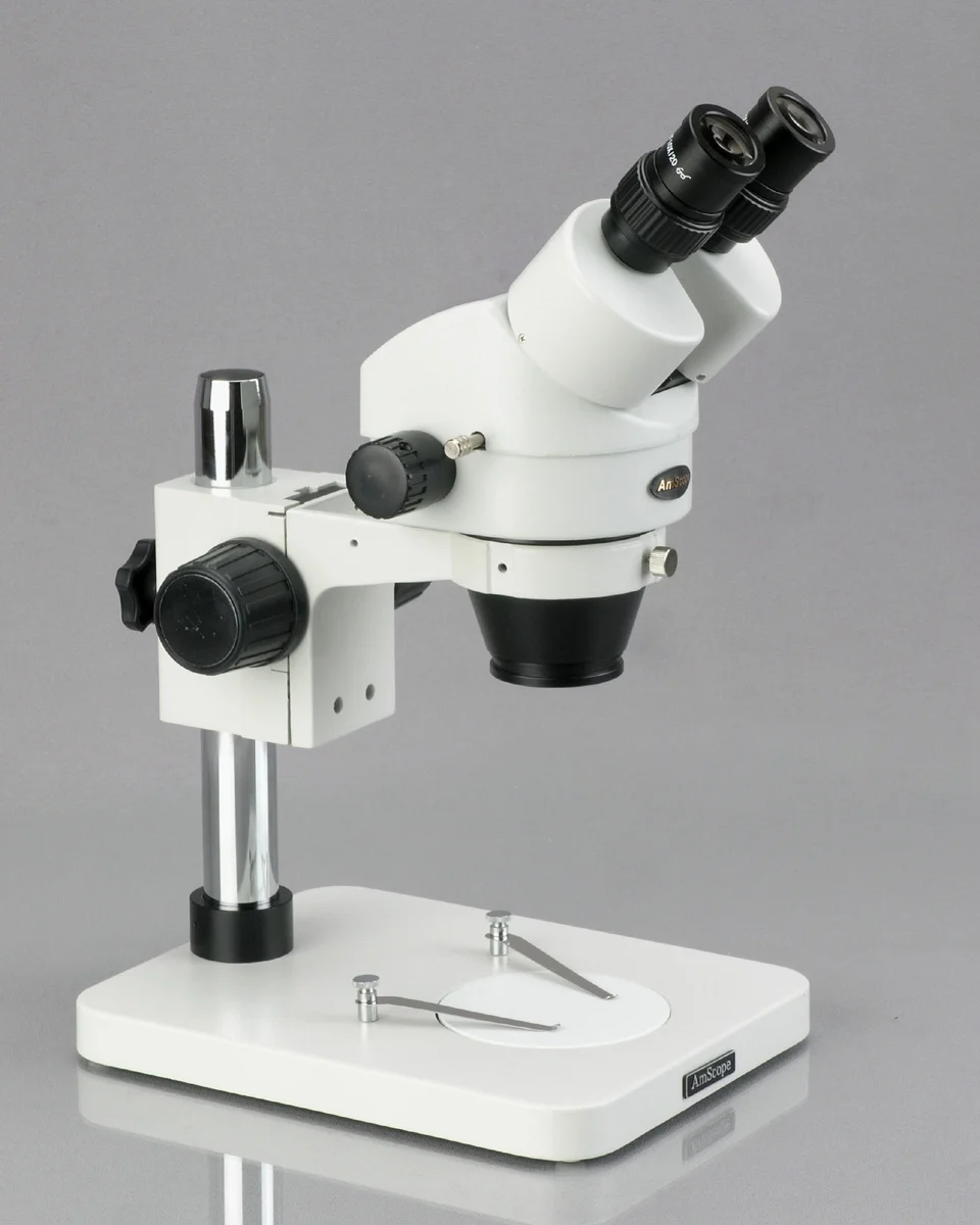 AmScope 7X-45X Table Pillar Stand Zoom Magnification Binocular Stereo Microscope New