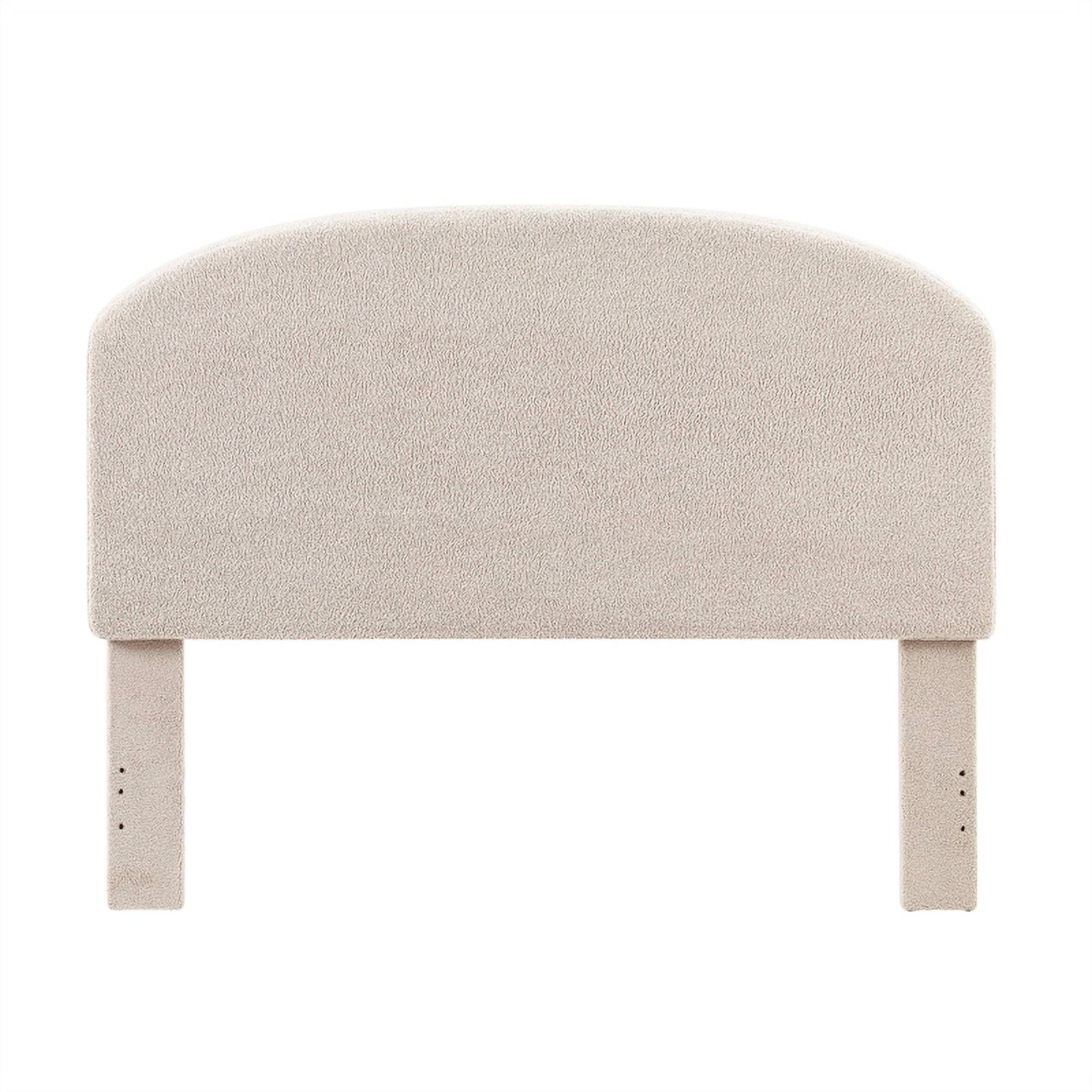 Linon Tristan Full Queen Sherpa Upholstered Rounded Headboard in Off White