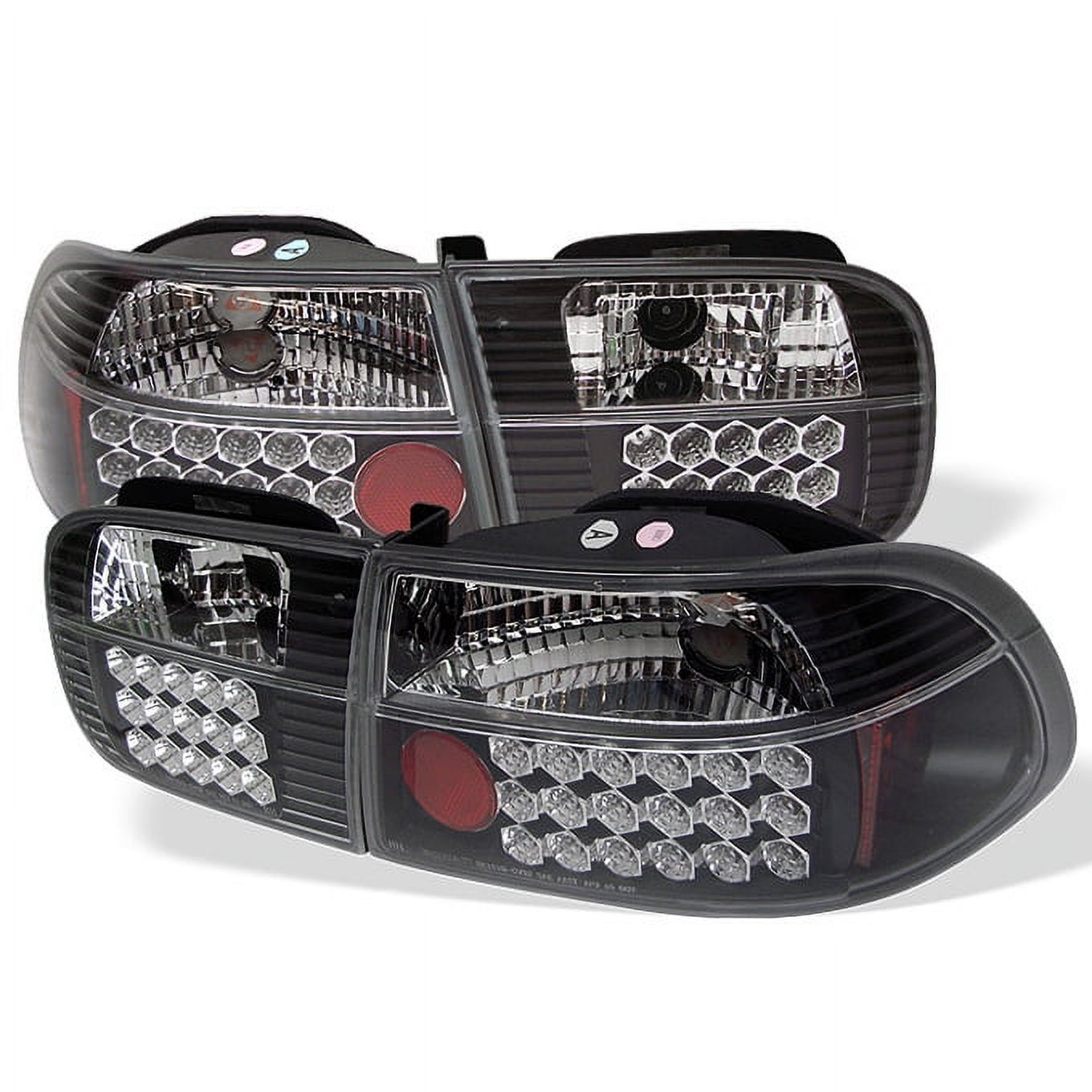 AKKON - For 1992-1995 Honda Civic 2Dr Coupe / 4Dr Saden Black JDM Tail Light Brake Lamp Pair Left+Right Set