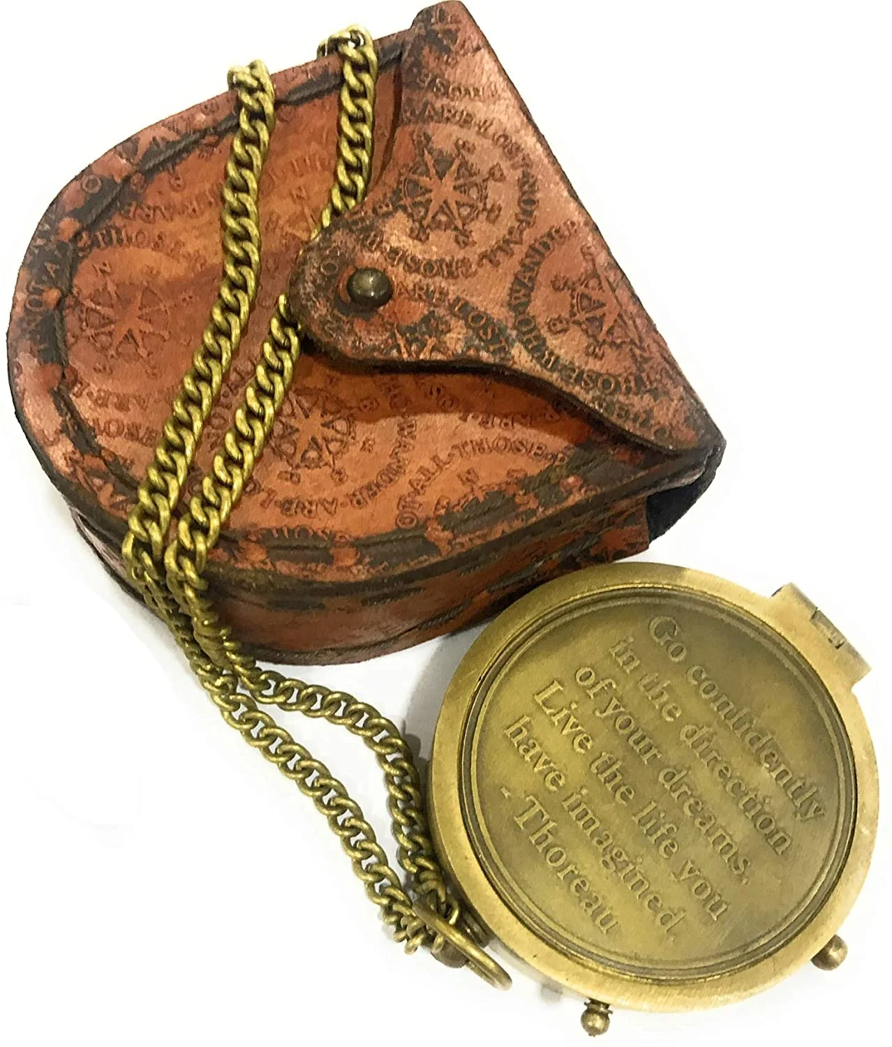 Roll over image to zoom in Brass Compass Thoreau's Go Confidently Quote Engraved Compass Personalized Gift for Camping, Hiking and Touring