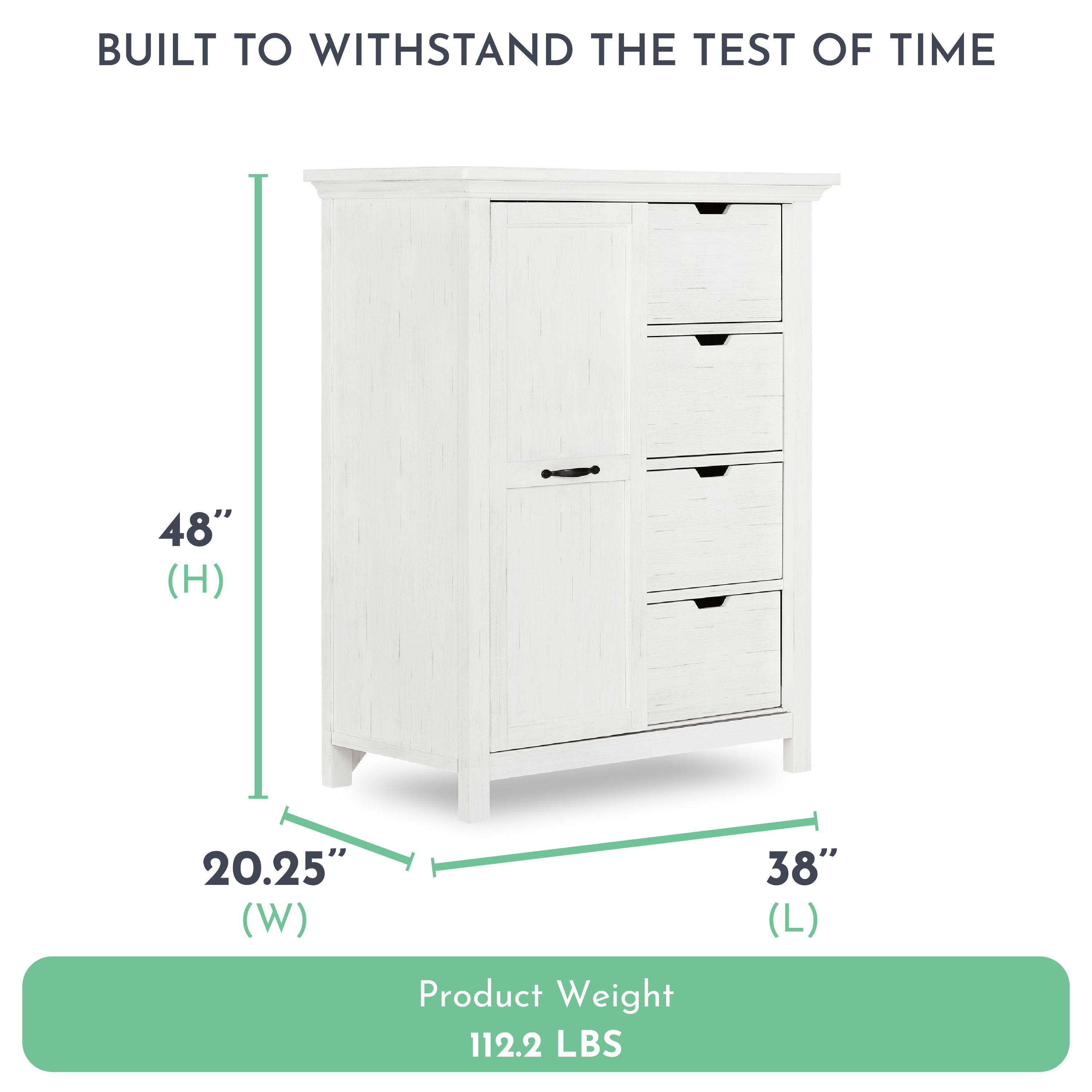 evolur Belmar Tall Chest - Weathered White