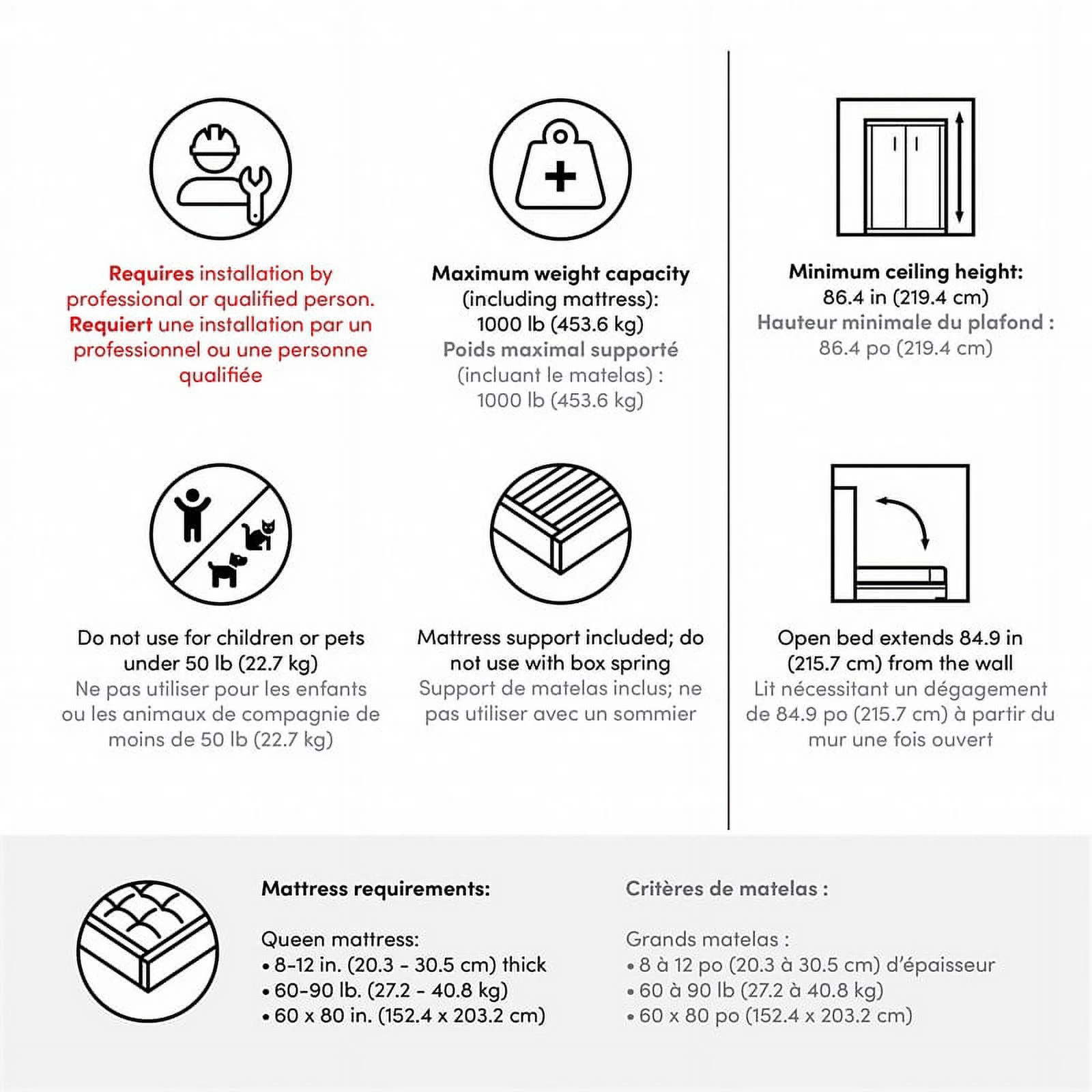 Bestar Pur 65W Queen Murphy Bed in rustic brown