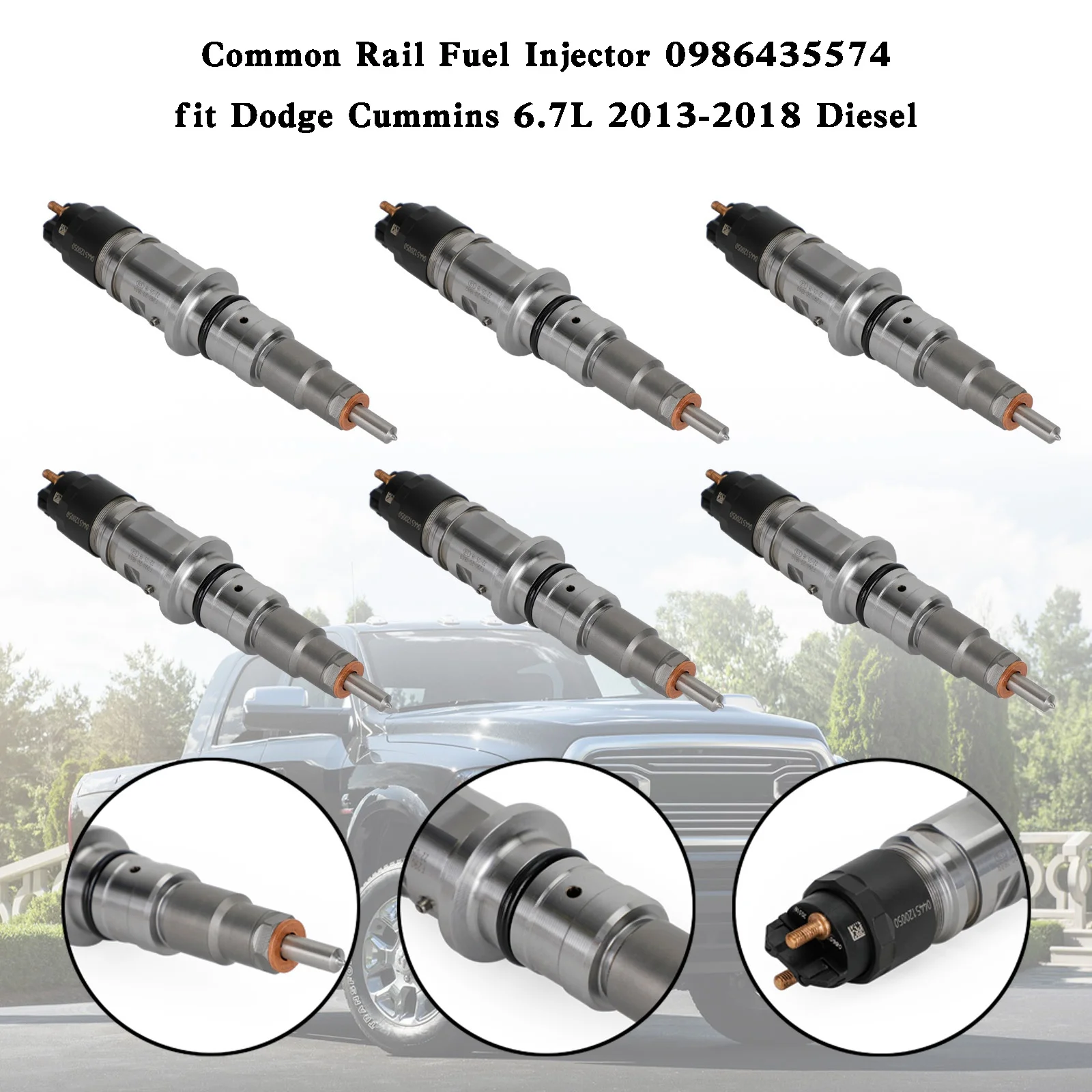 6PCS Common Rail Fuel Injector 0986435574 fit for Dodge Cummins 6.7L 2013-2018