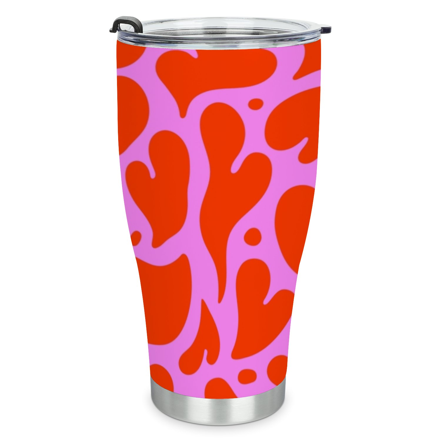 Hidove Stainless Steel Tumbler, Melting Red Love Heart Seamless Pattern 30oz Leak Proof & Stainless Steel Bottle for Hot & Cold Drinks - Coffee Travel Mug, Water Metal Canteen, Thermal Cup