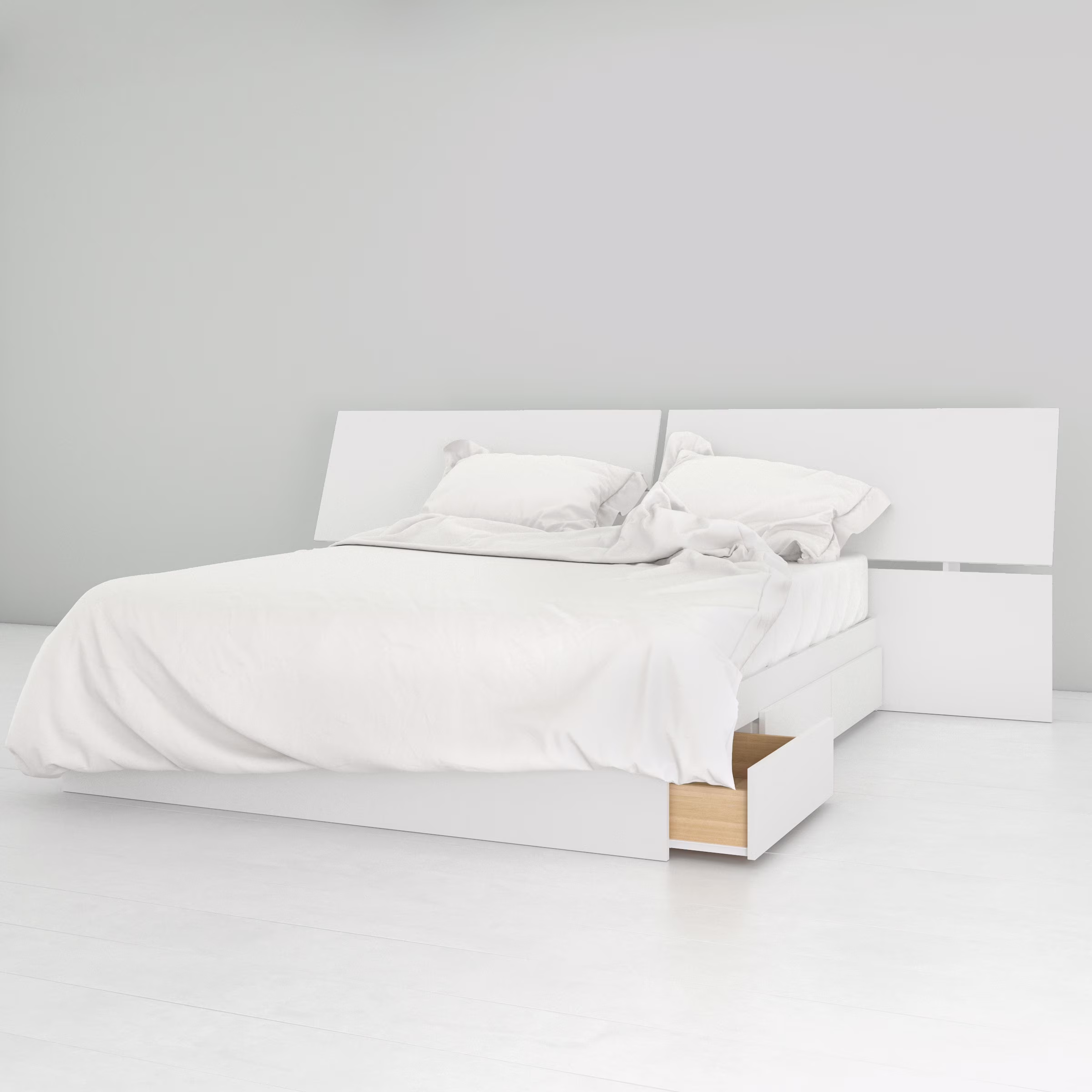 Nexera Storage Bed with Headboard, White
