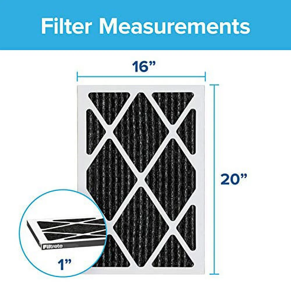 Filtrate AOR00-2PK-1E 16x20x1, AC Furnace Air Filter, MPR 1200, Allergen Defense Odor Reduction, 2-Pack