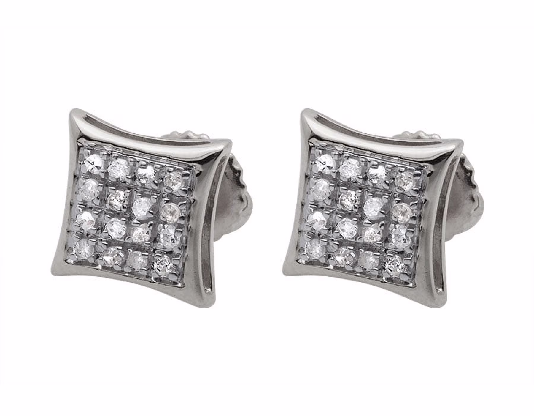 10K White Gold Pave Kite Fashion Diamond Stud Earrings 0.15Ct