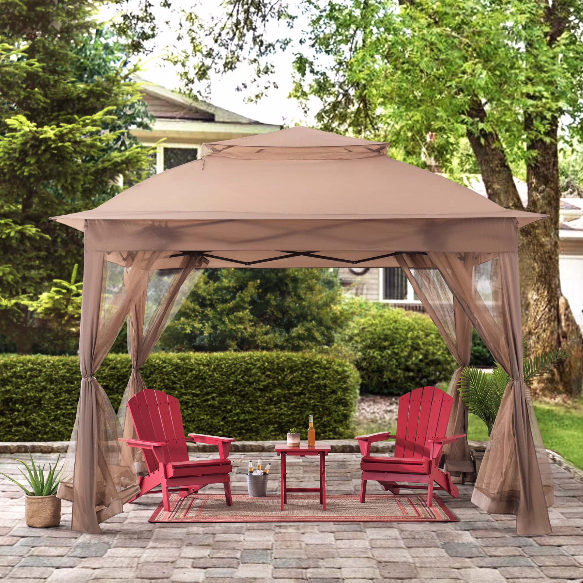 Sunjoy Tawney 11 ft. x 11 ft. Khaki Pop Up Portable Steel Gazebo