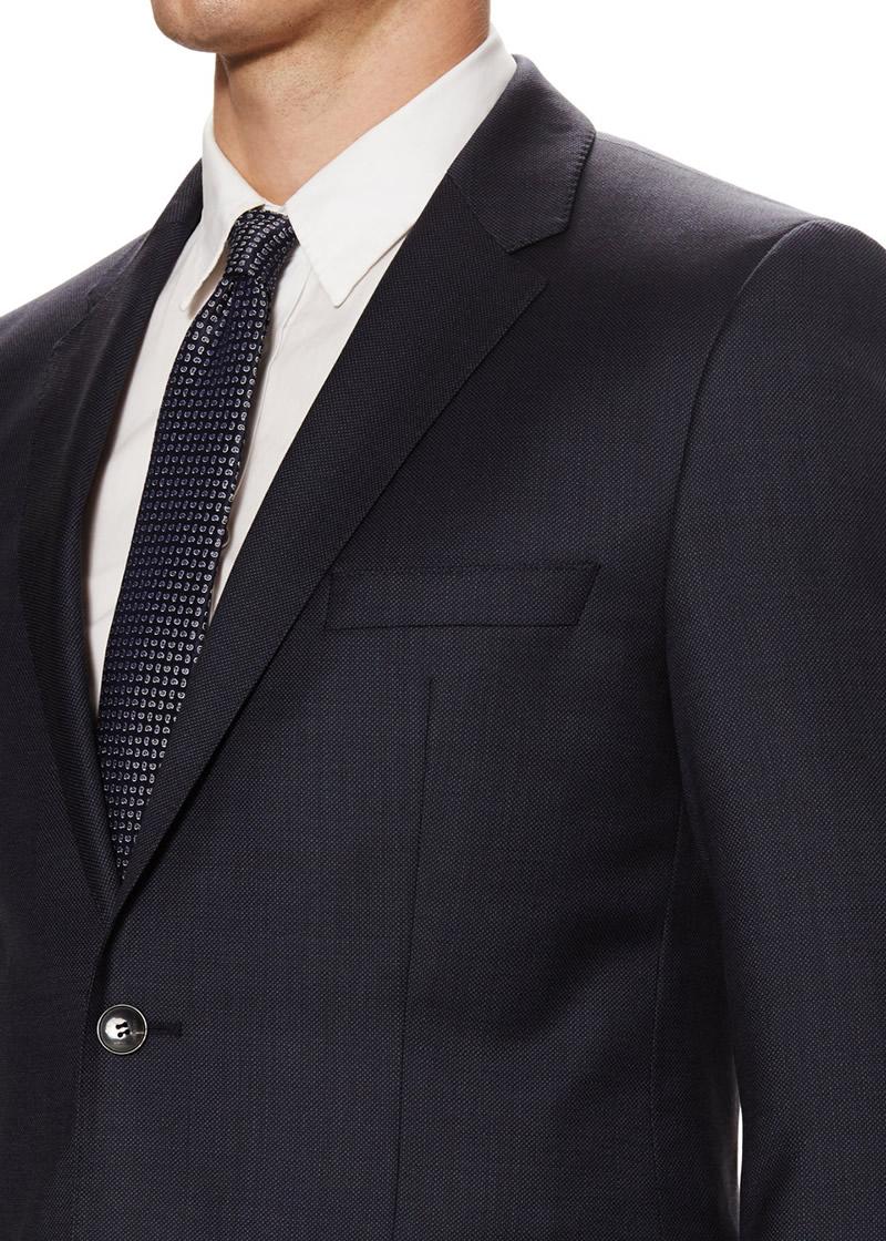 Mens Flat Front Pant 2-piece Blue Gray Birdseye Cotton