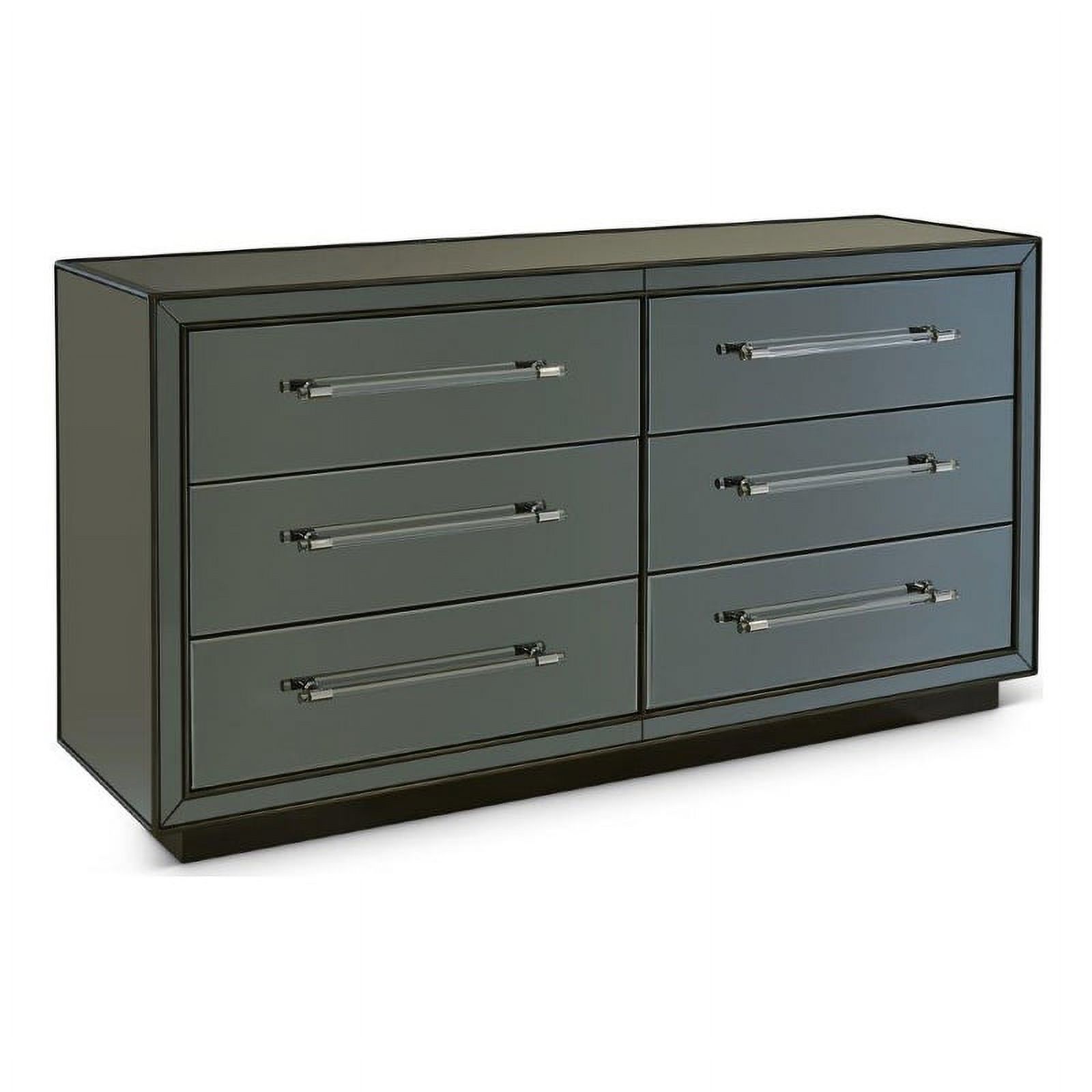 Maklaine Modern / Contemporary Gray Wood Dresser with Mirror Glass