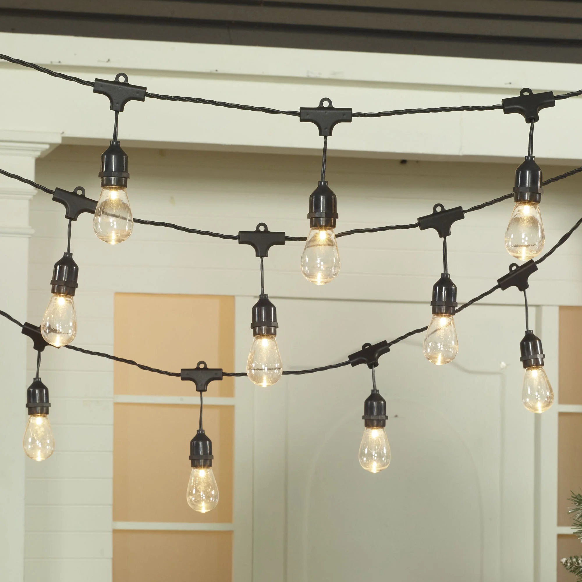 30-Count Warm White Ultra Bright LED Cafe Style Christmas Lights on Black Wire, 20.1', Holiday Time