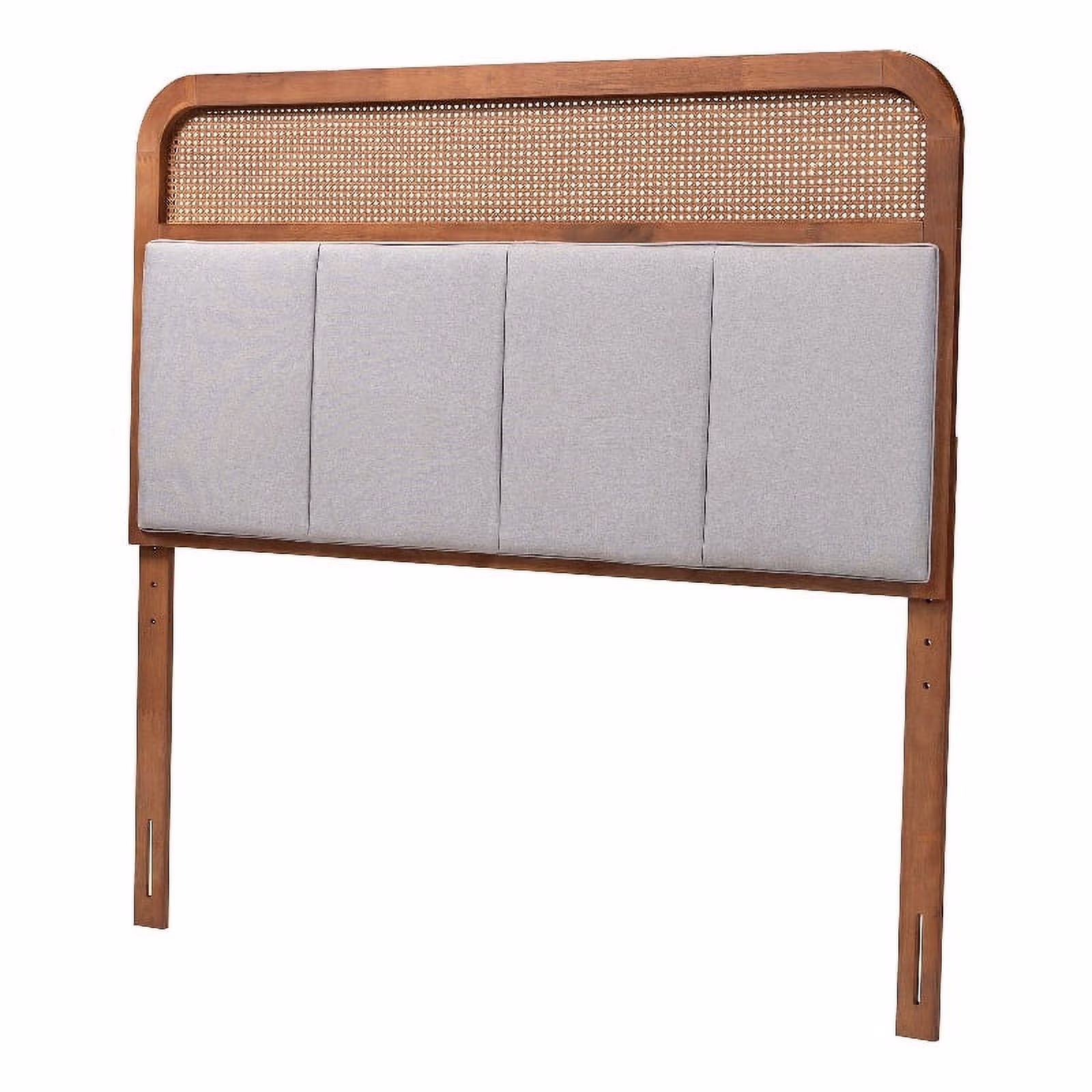 Pemberly Row Wood & Fabric King Size Headboard in Walnut and Gray
