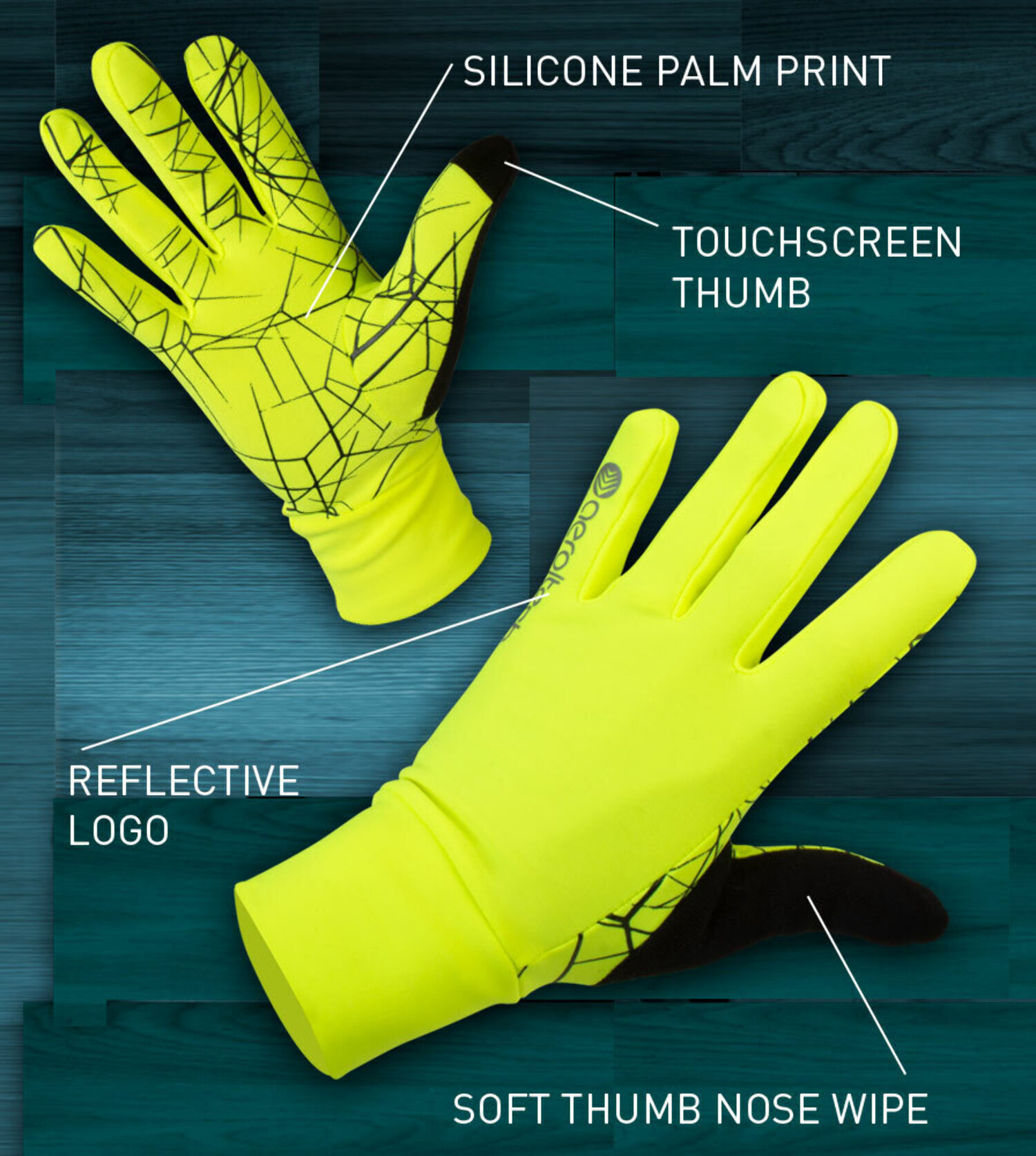 Aero Tech Spider Grip Lightweight High-Visibility Full Finger Liner Gloves
