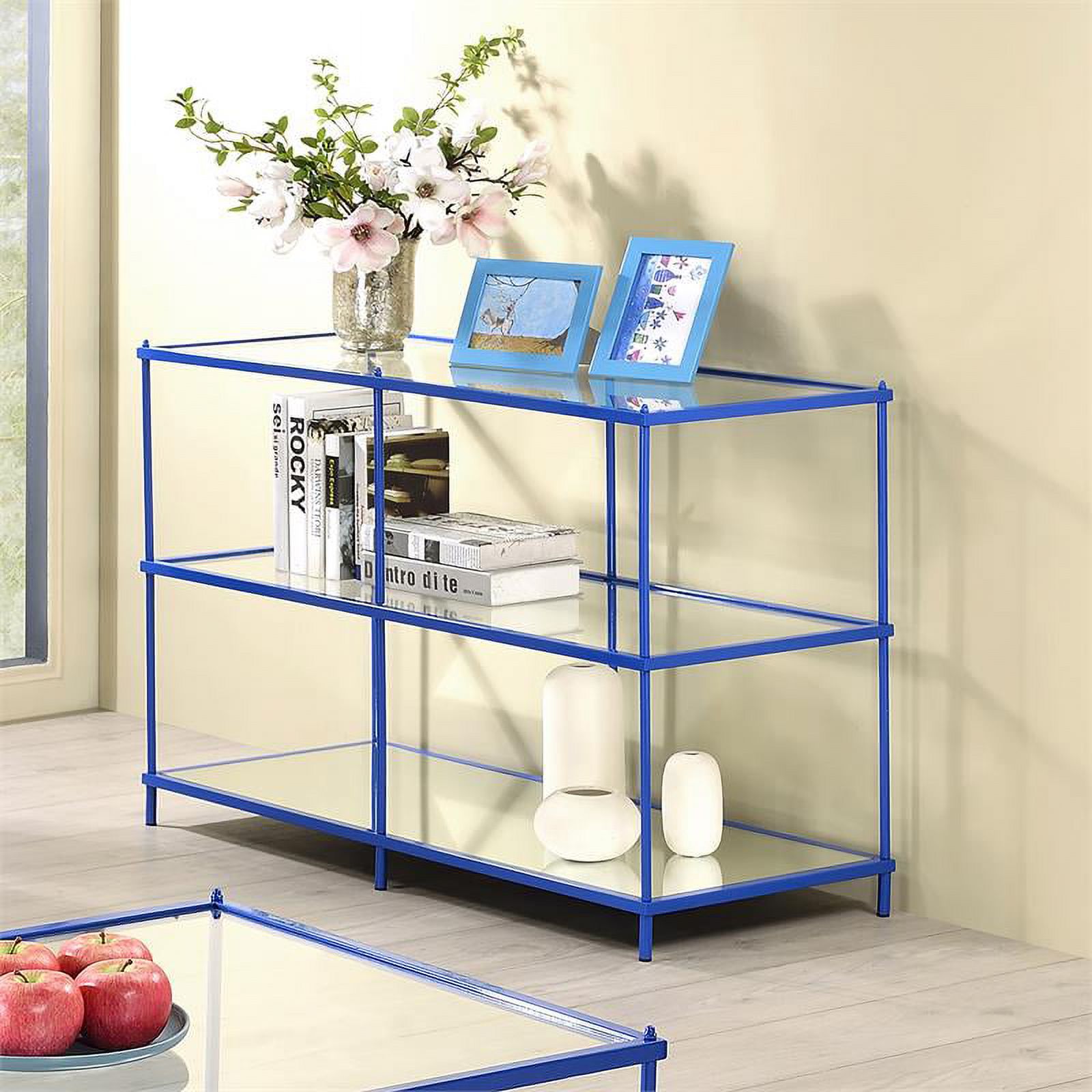 Bowery Hill Modern Metal 2-Shelf Console Table in Blue Finish