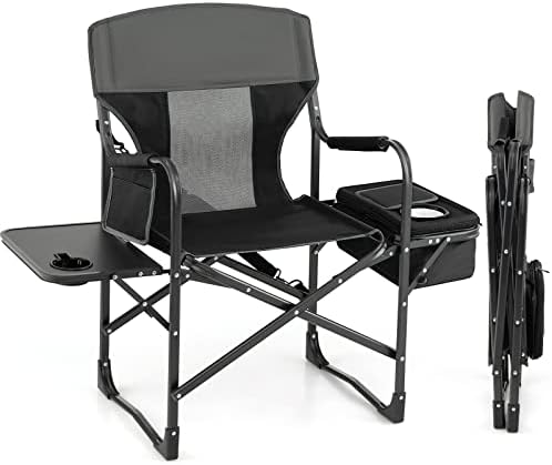 NLIBOOMLife Camping Chair  Folding Directors Chair with    Pocket  Cooler Bag  Shoulder Strap  Handle   Chair   Chair  Support 400 Lbs Lawn Chair for Fishing Picnic  Blue