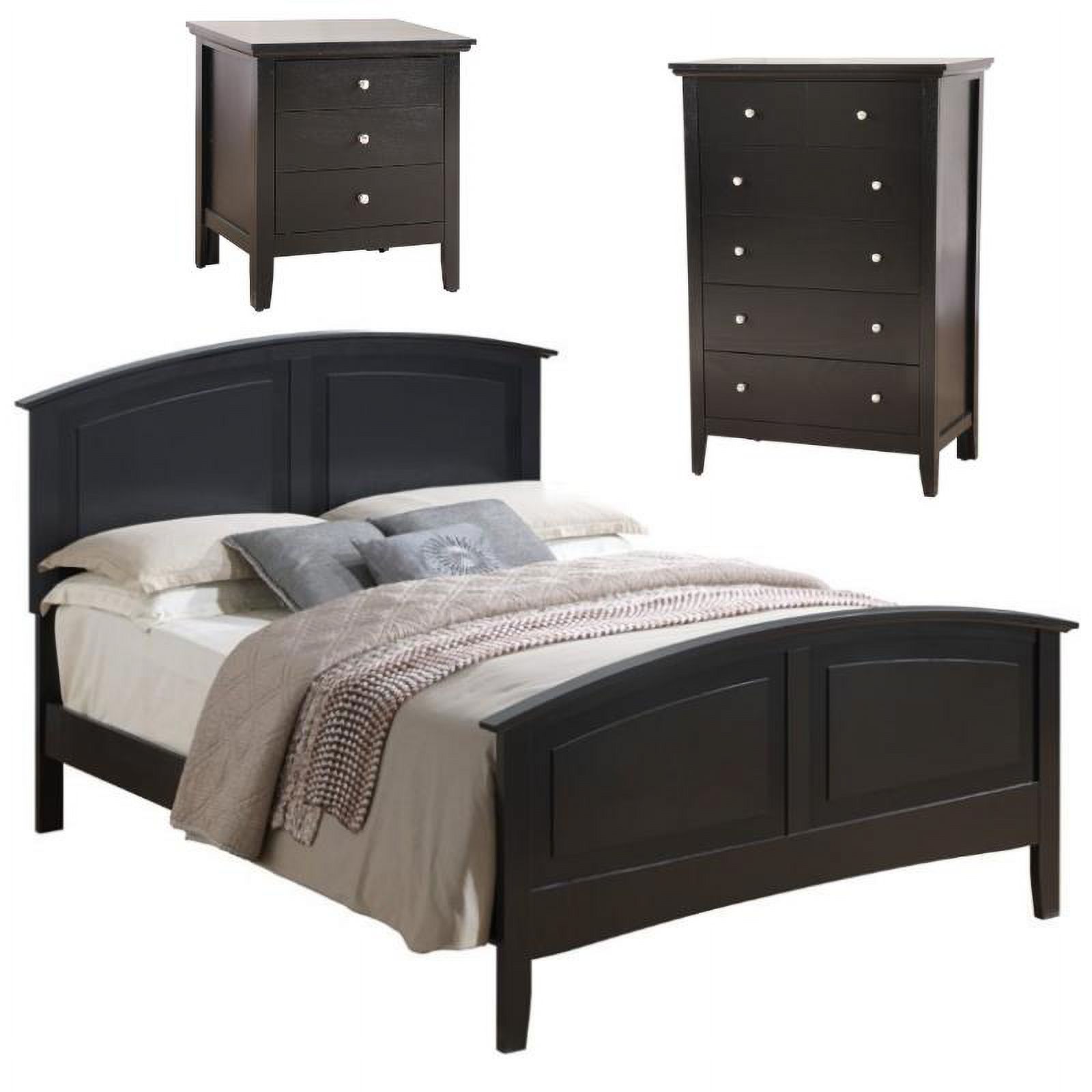 Home Square 3-Piece Set with Full Bed 5-Drawer Chest and 3-Drawer Nightstand