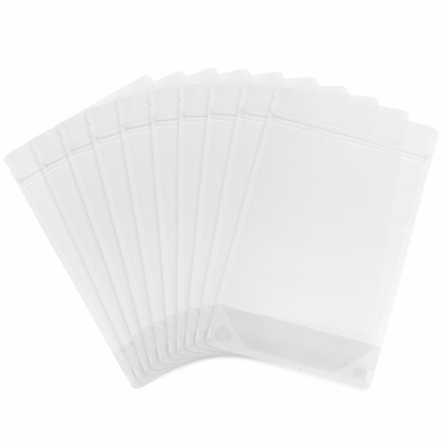 Stand Up Pouches, Resealable Food Storage Bags, Zipper Closure, Multiple sizes and Colors, 100 pcs