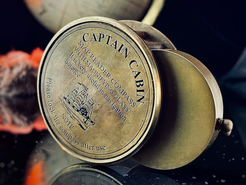 Vintage Nautical Brass 40 Years Calendar With Magnifying and Compass, Home & Office Decor, Table Decor, Gift Item, handmade, all in one