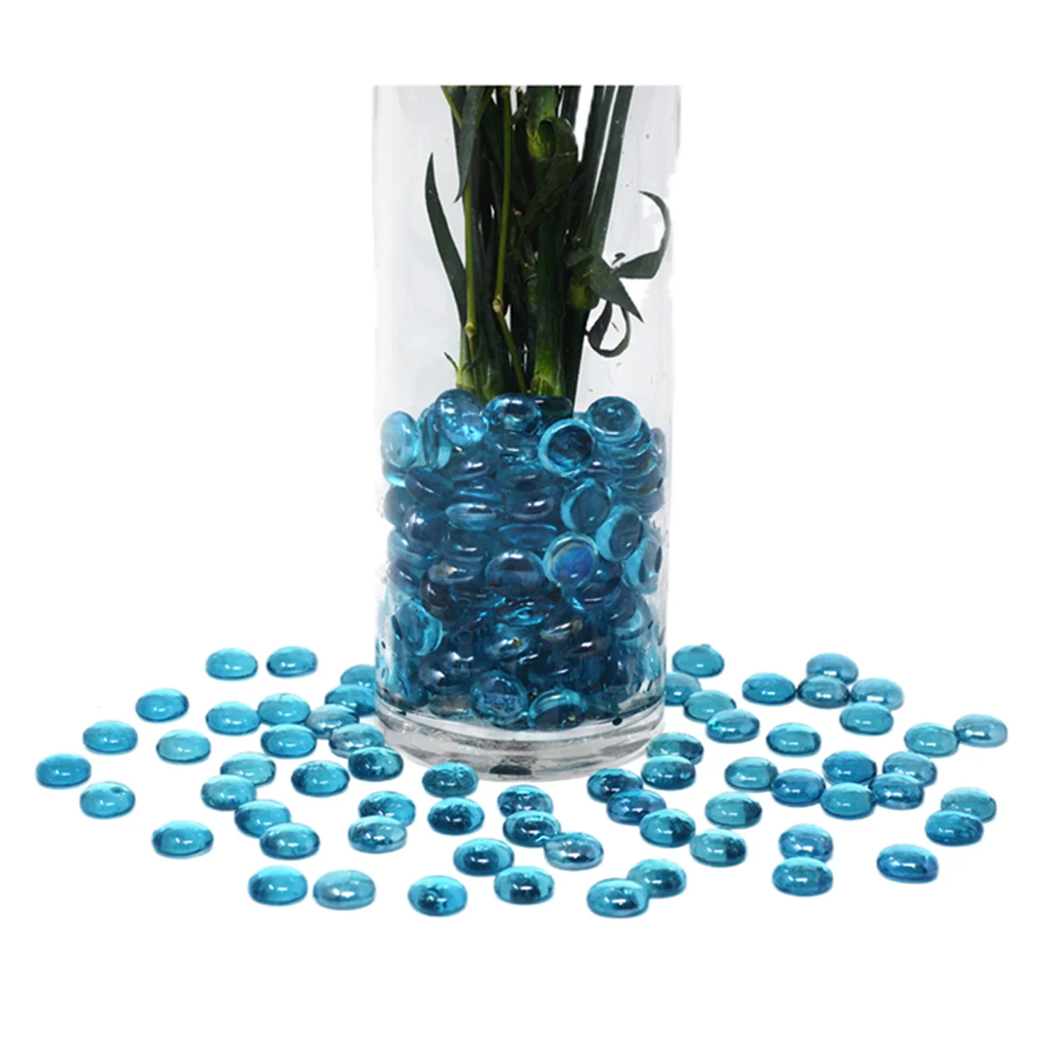 500 Pcs Ocean Blue Glass Gems, Pebbles, Mosaic Tiles, Marbles Vase Filler (5LB)