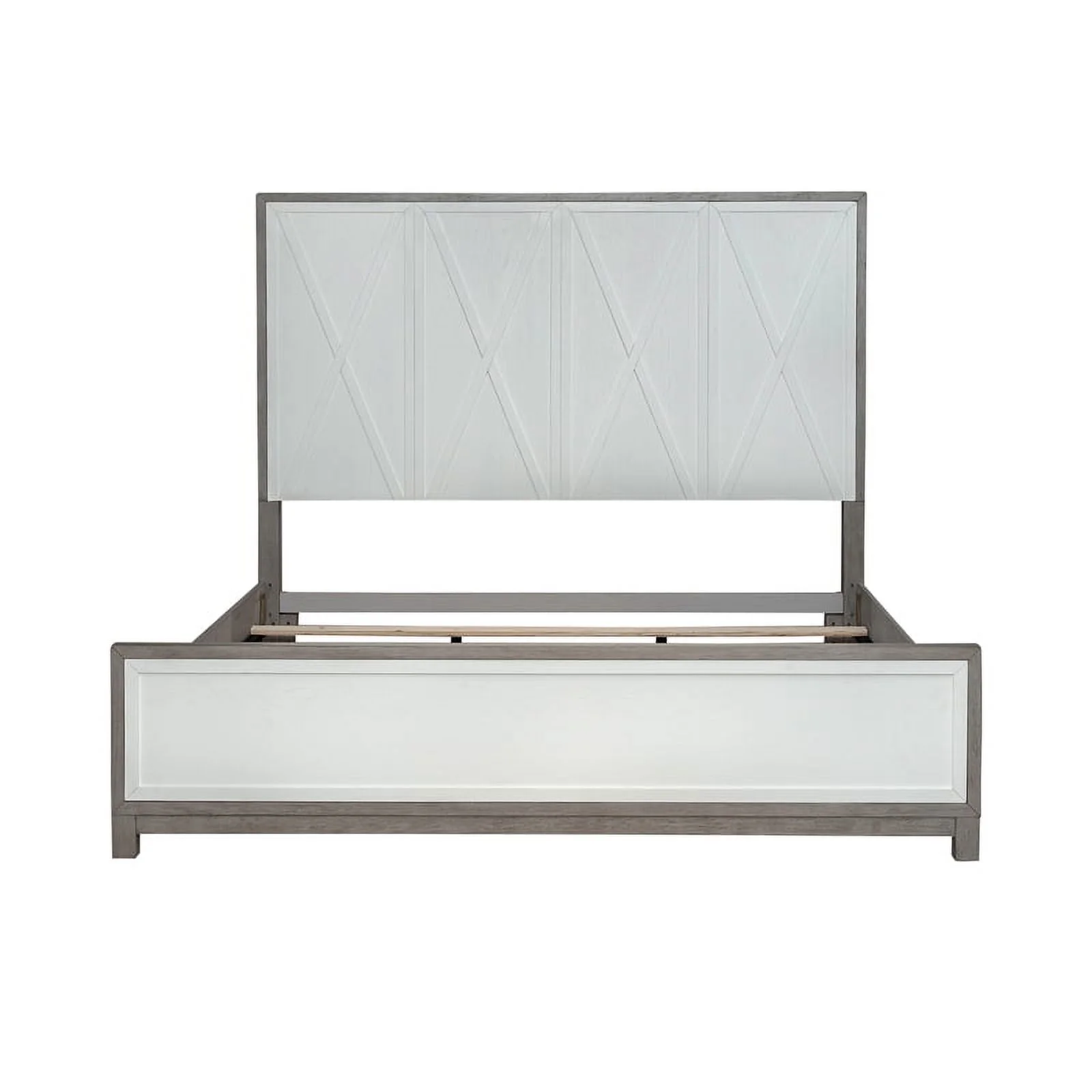 Palmetto Heights Queen Panel Bed in Shell White and Driftwood Finish