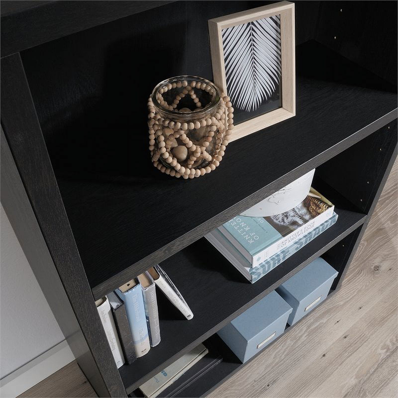 Pemberly Row Engineered Wood 3-Shelf Bookcase in Raven Oak