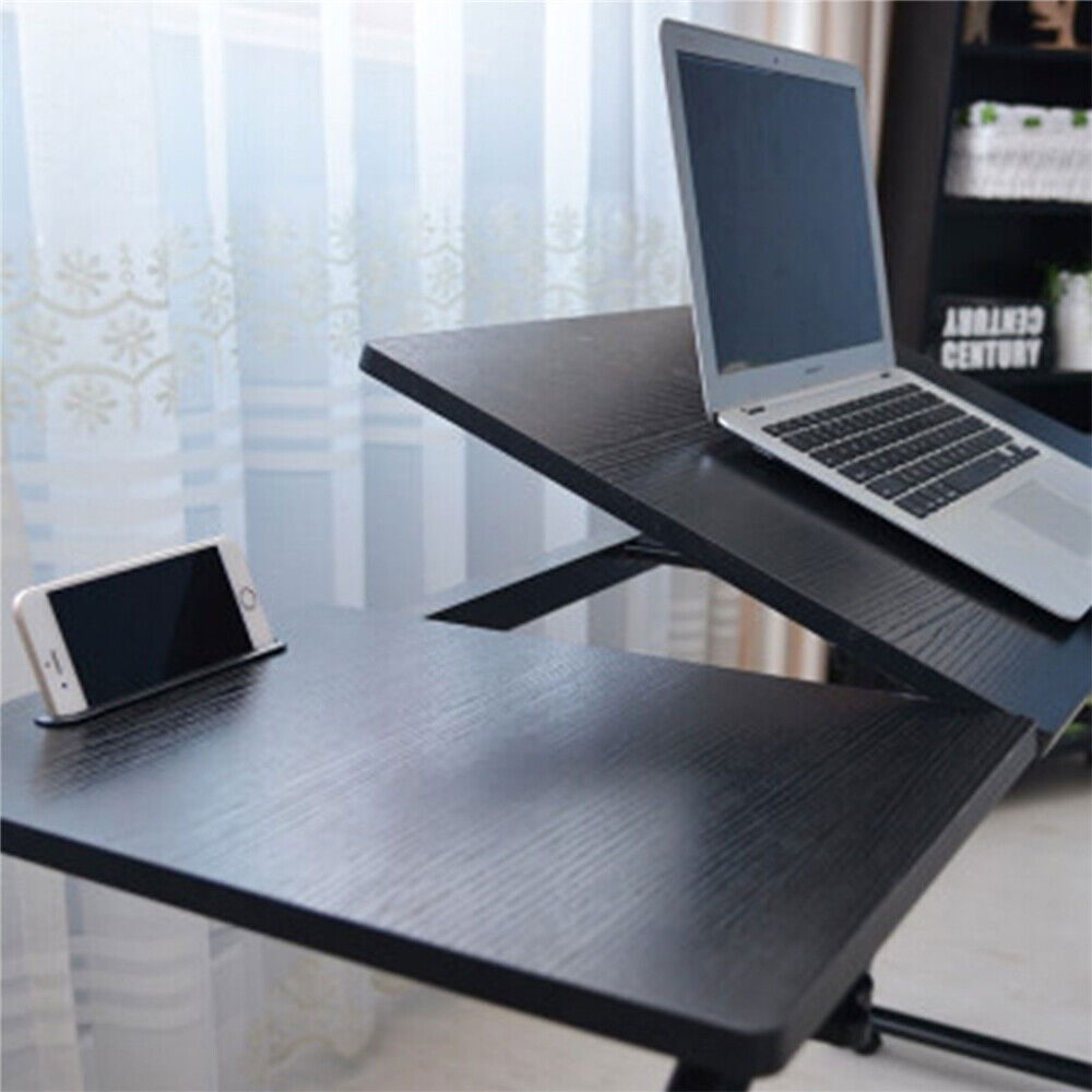 Mobile Laptop Rolling Laptop Computer Desk over Bed Table Stand Cart Adjustable Height Black