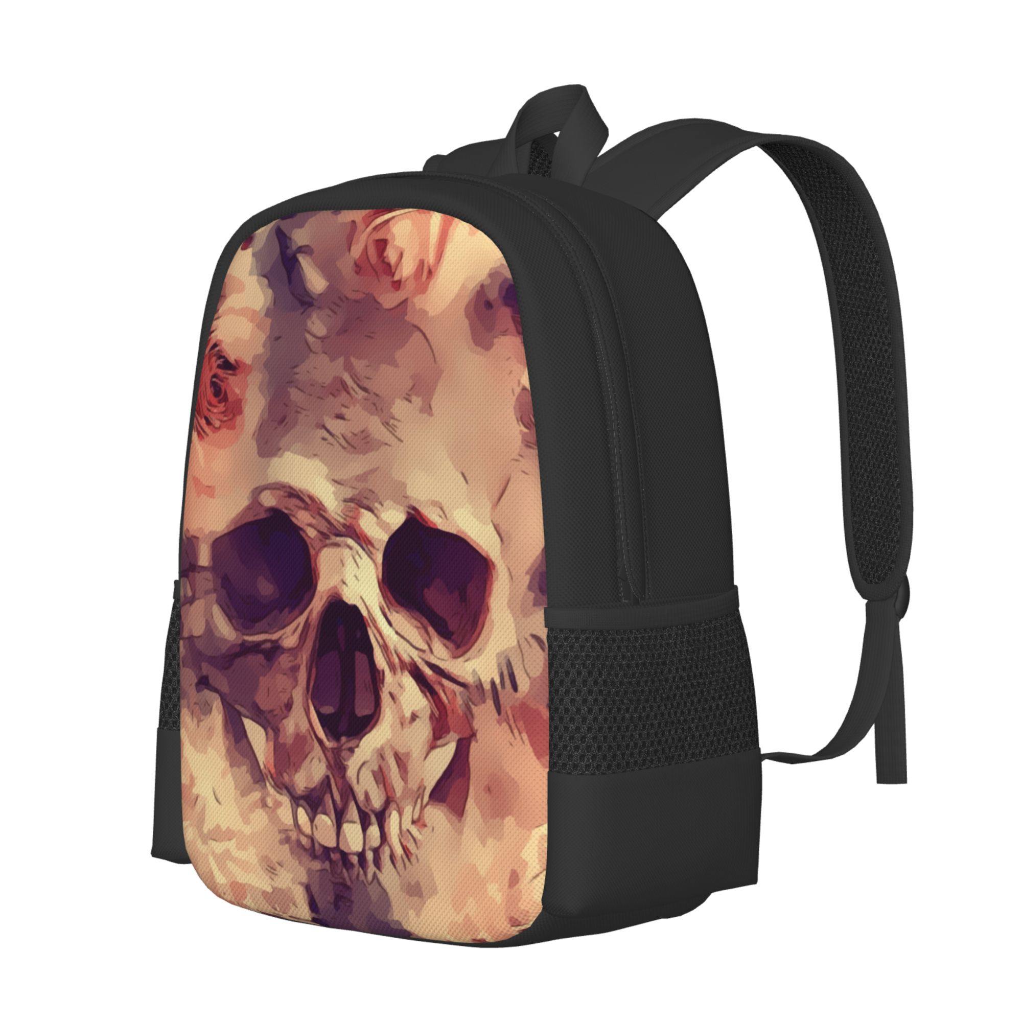 DouZhe Lightweight Backpack, Travel Outdoor Hiking Bag School Bookbag Casual Daypack Day Of The Dead Skull Flowers Prints Backpacks for Women Men