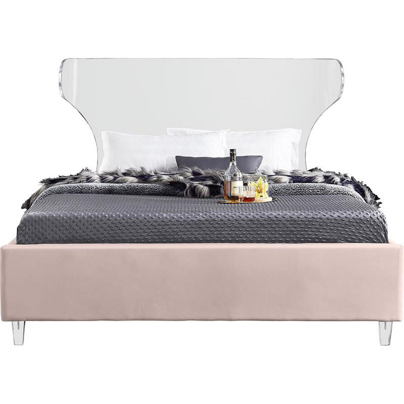 Meridian Furniture Ghost Pink Velvet King Bed