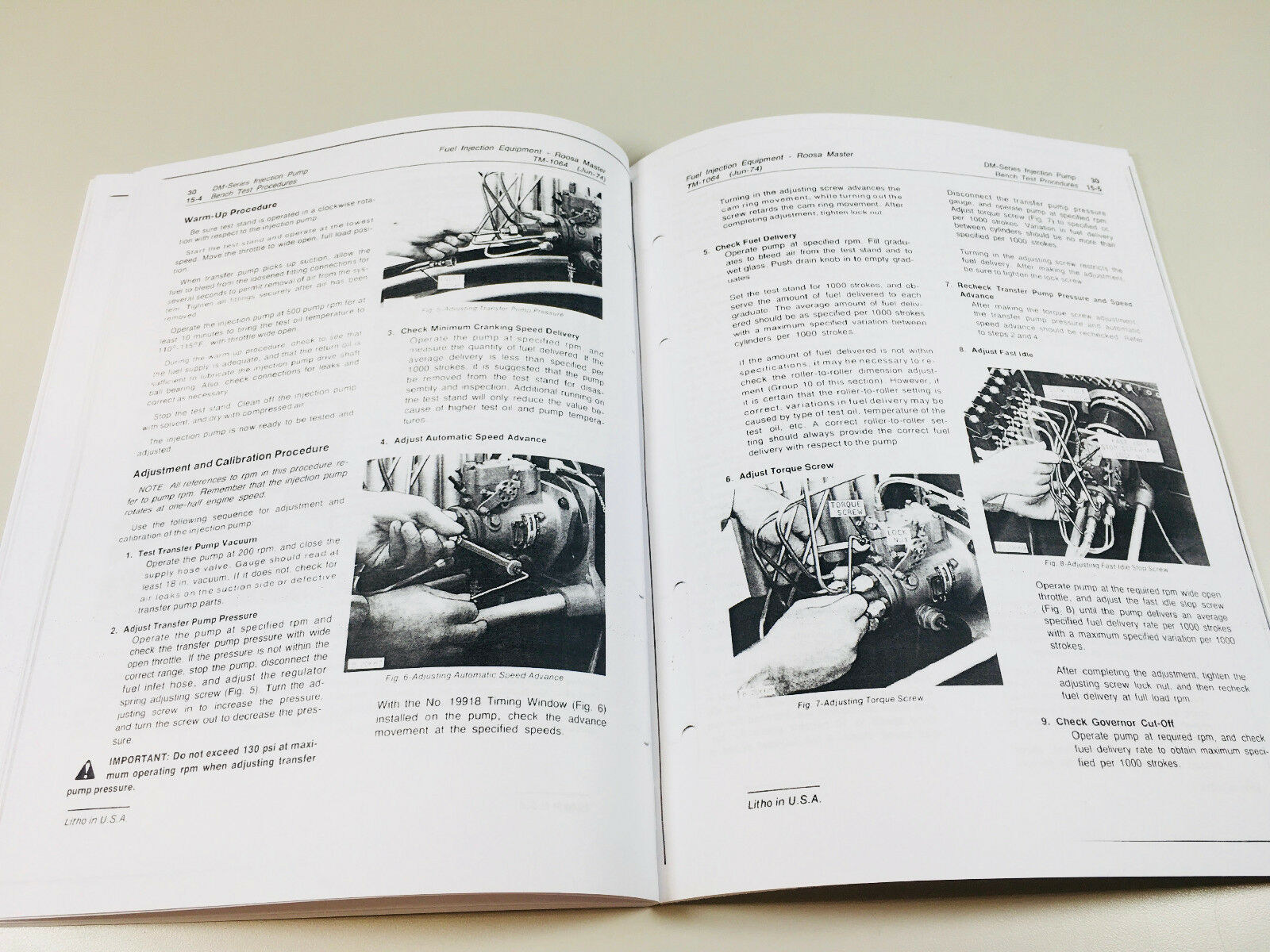 Fuel Injection Roosa Master Dm2 Pump Tech Service Manual John Deere 6404D Engine