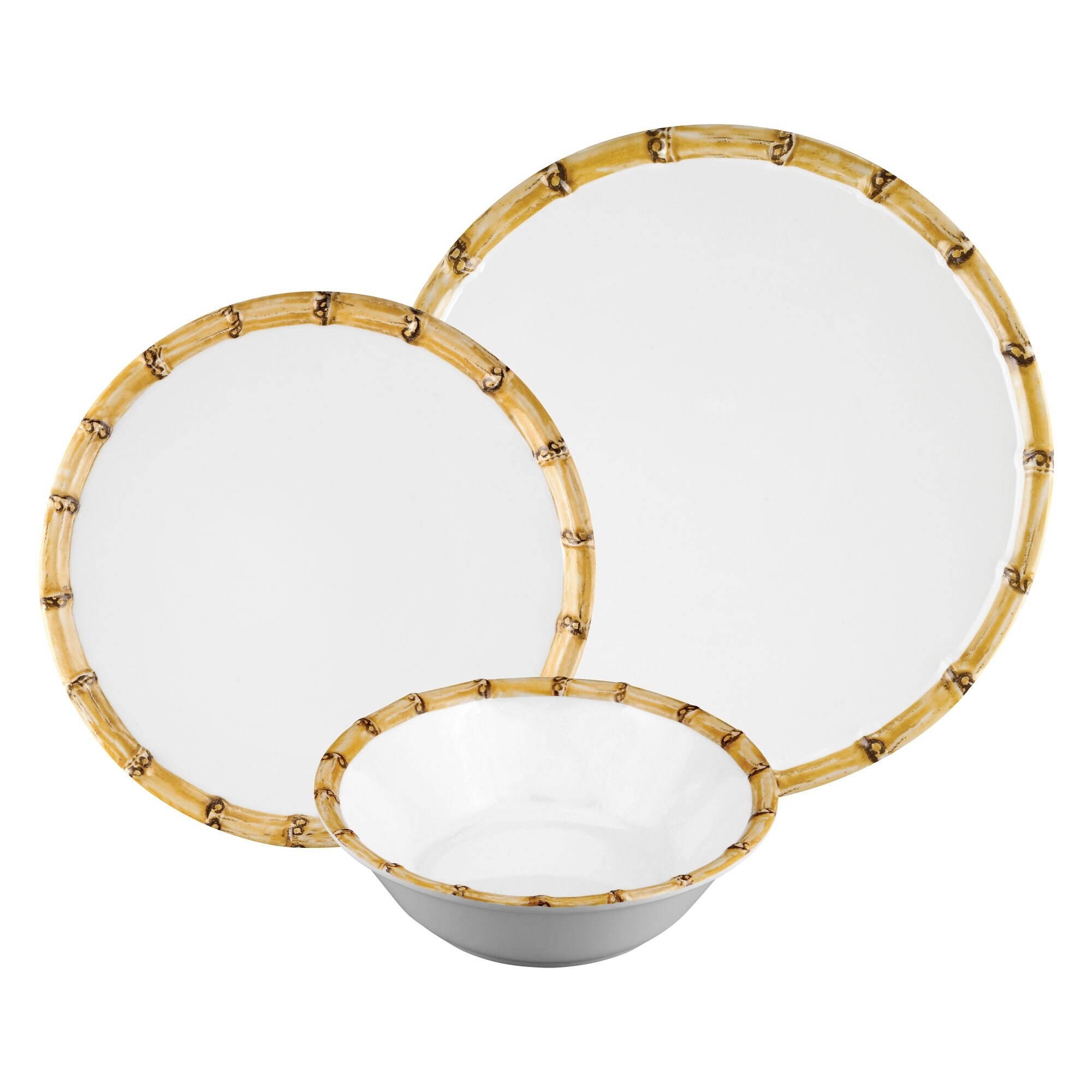 UPware 12-Piece Bamboo Melamine Dinnerware Set