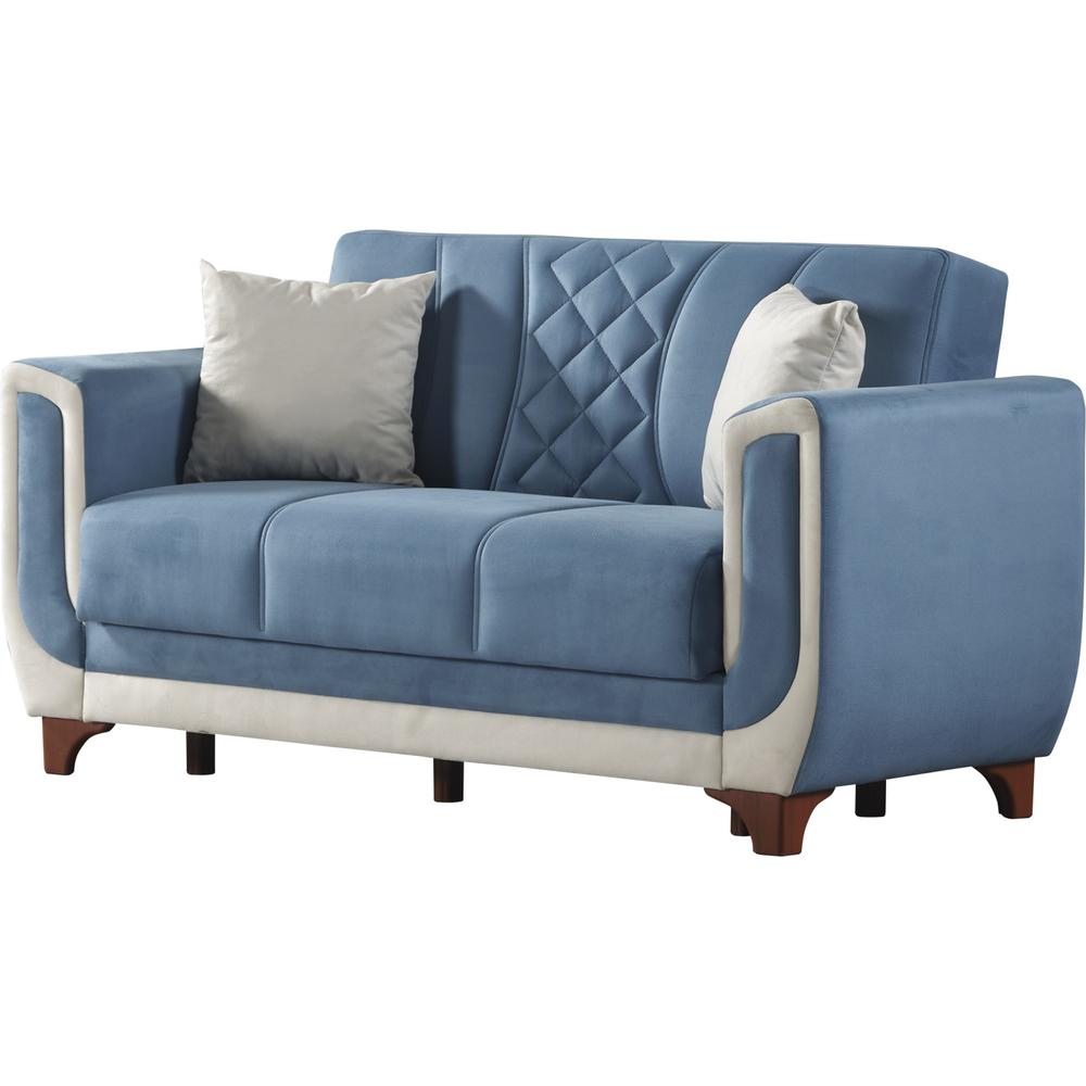 Furnia Berre Convertible Sleeper Loveseat, Blue