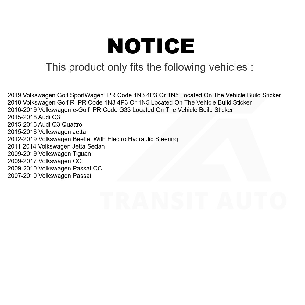 Front Steering Tie Rod End Kit For Volkswagen Jetta Tiguan Beetle CC Passat Audi Q3 e-Golf Quattro Golf R SportWagen KTR-103837