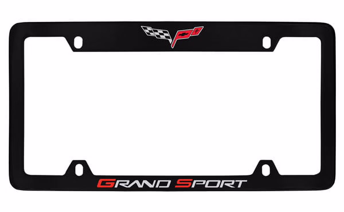 Chevrolet Corvette C6 Grand Sport Black Coated Metal Top Engraved License Plate Frame