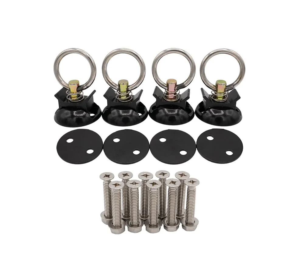 44 Pieces Black Tie Down Kit with 2