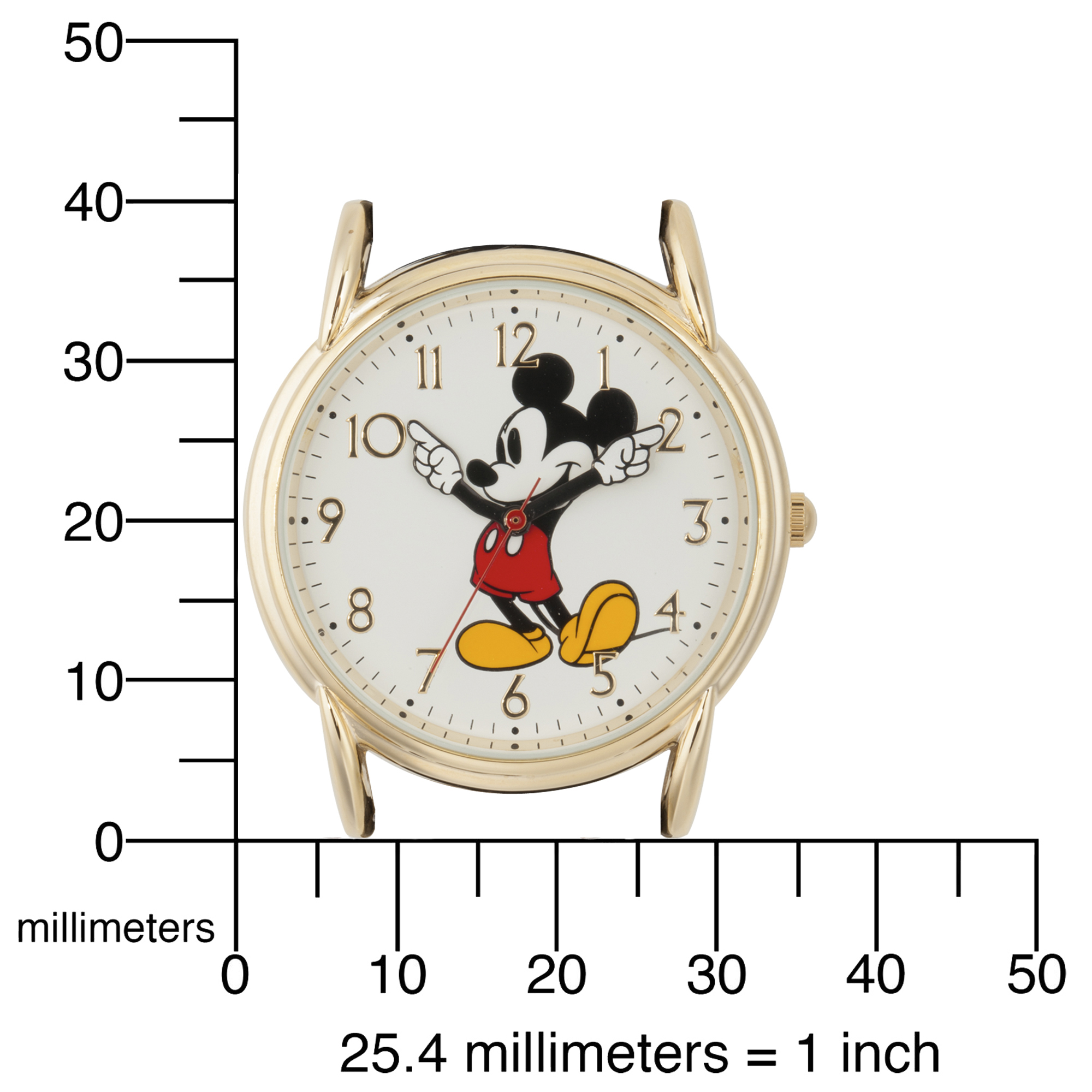 Mickey Mouse Men's Gold Cardiff Alloy Watch, Brown Leather Strap