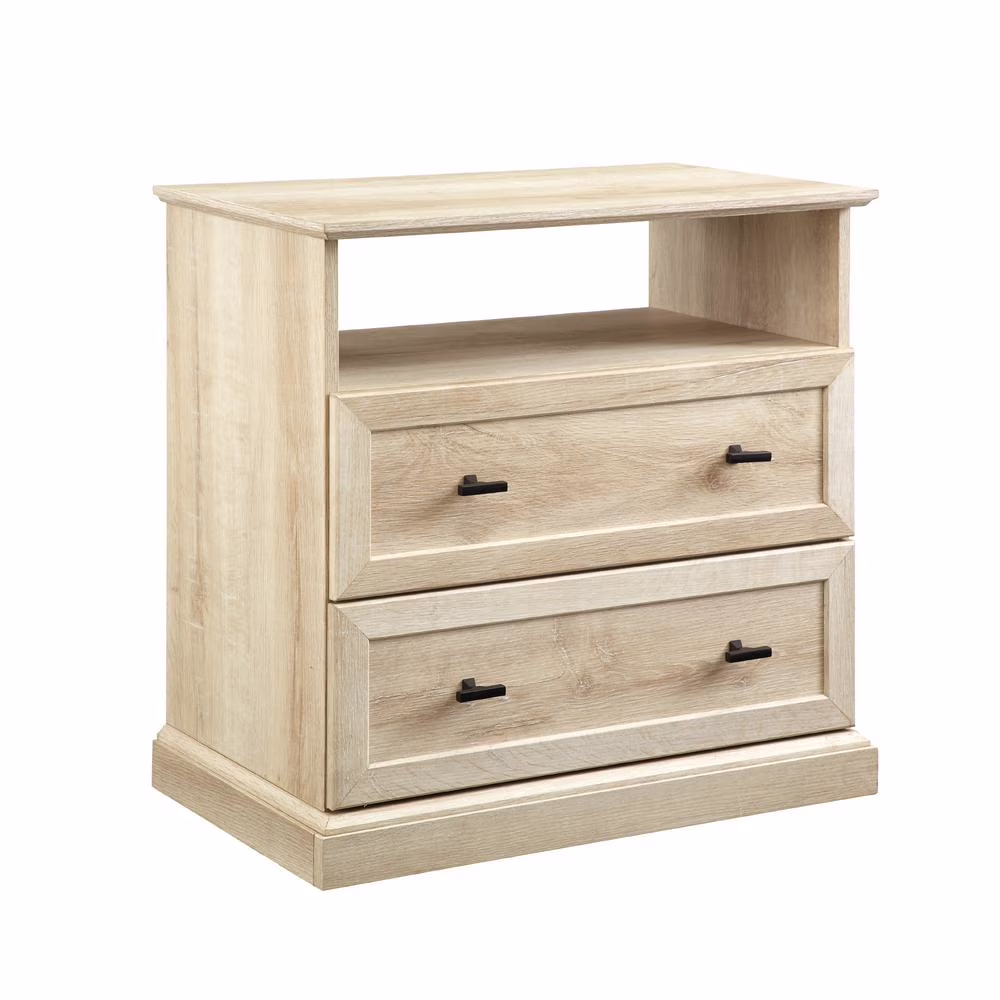 Clyde Classic 2-Drawer Bedroom Nightstand in White Oak