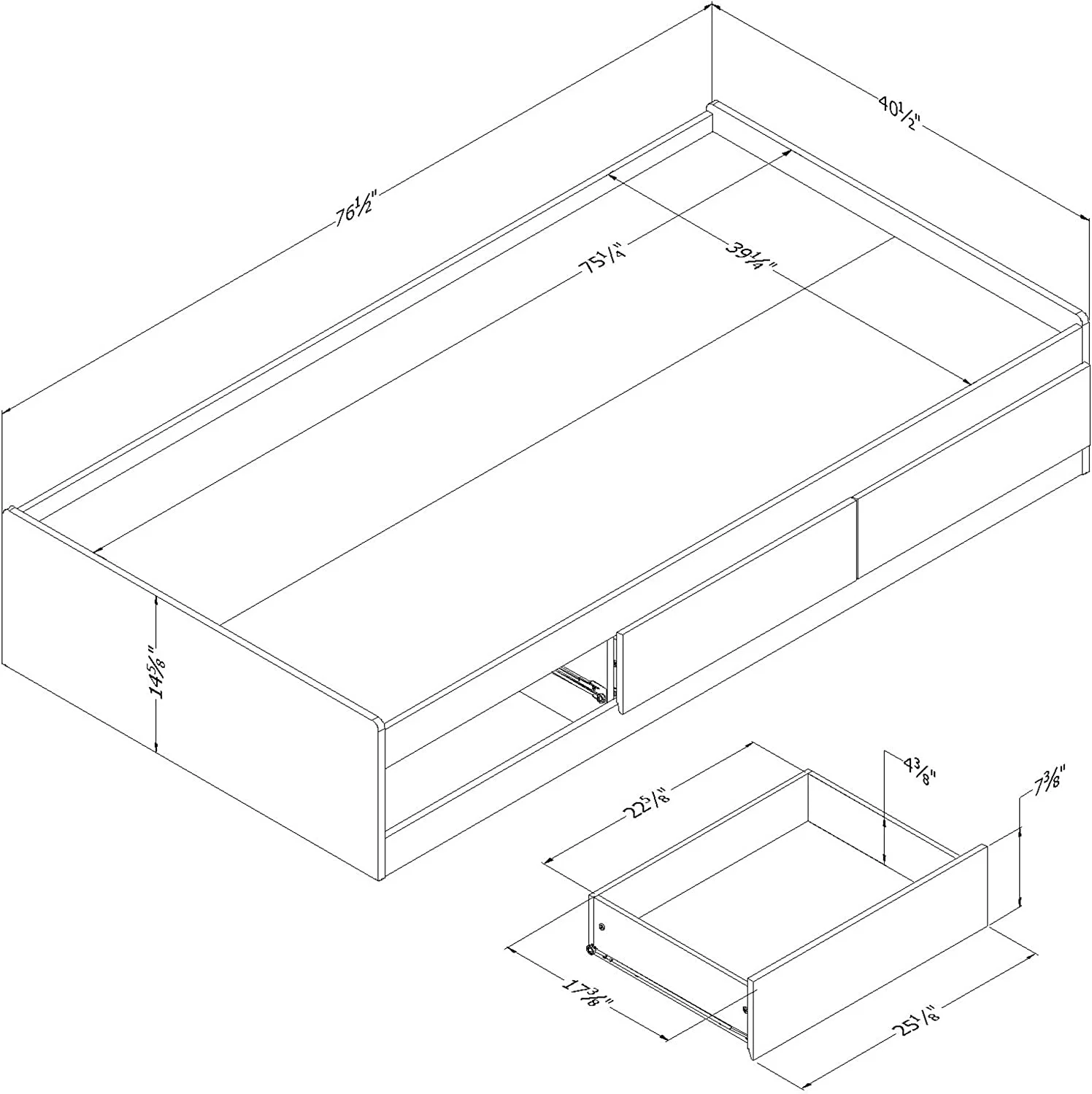 Aviron Mates Bed With 3 Drawers, , Seaside Pine