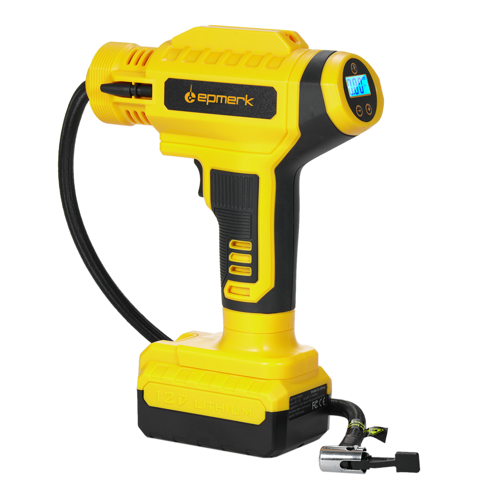 Meterk Cordless Tire Inflator Air Compressor 20V Rechargeable Battery Powered 150PSI Portable Handheld Air Pump with 12V Car Adapter Digital Pressure Gauge for Cars Motorcycles Type-C Char