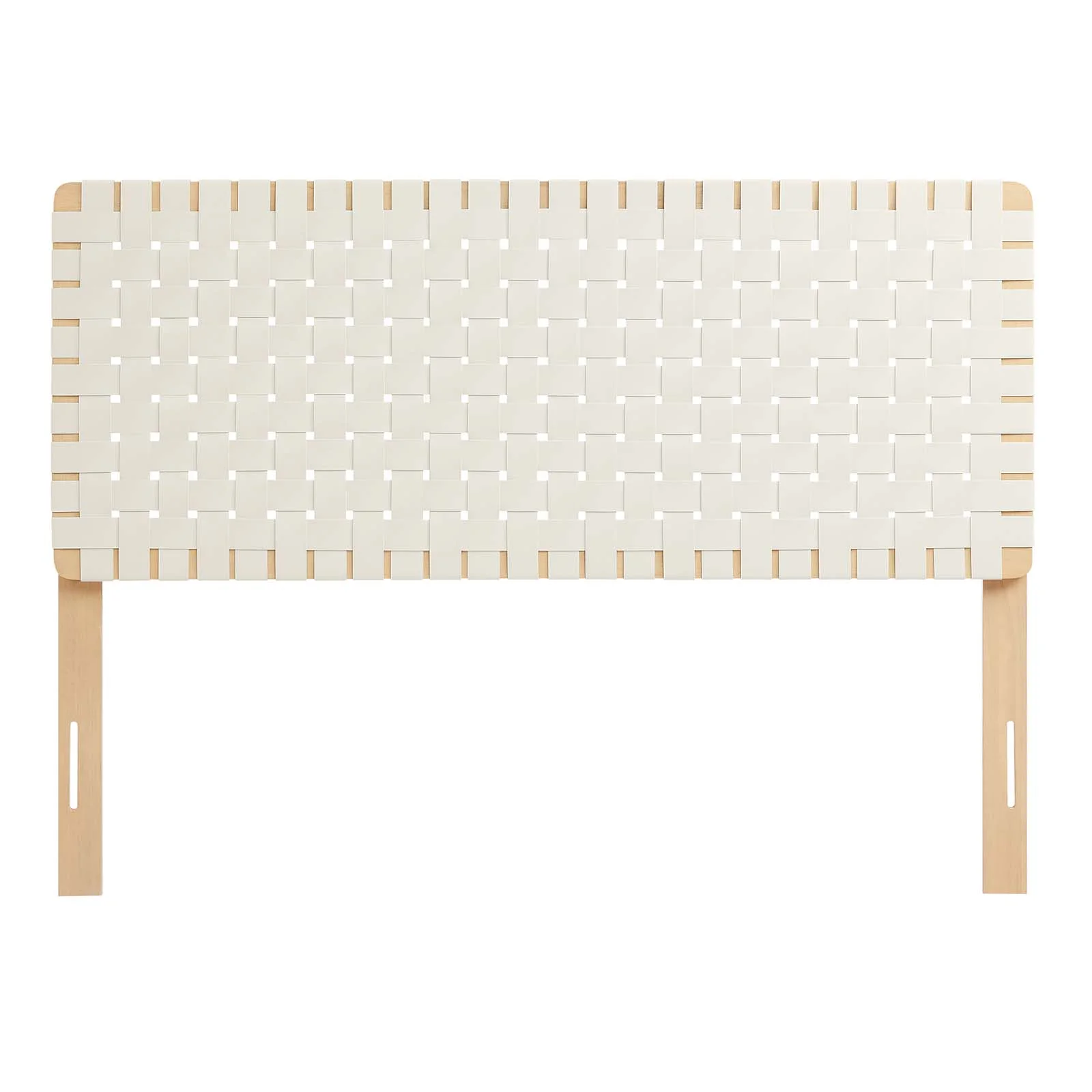 Modway Sparta Weave Full Vegan Leather Headboard in Natural Beige