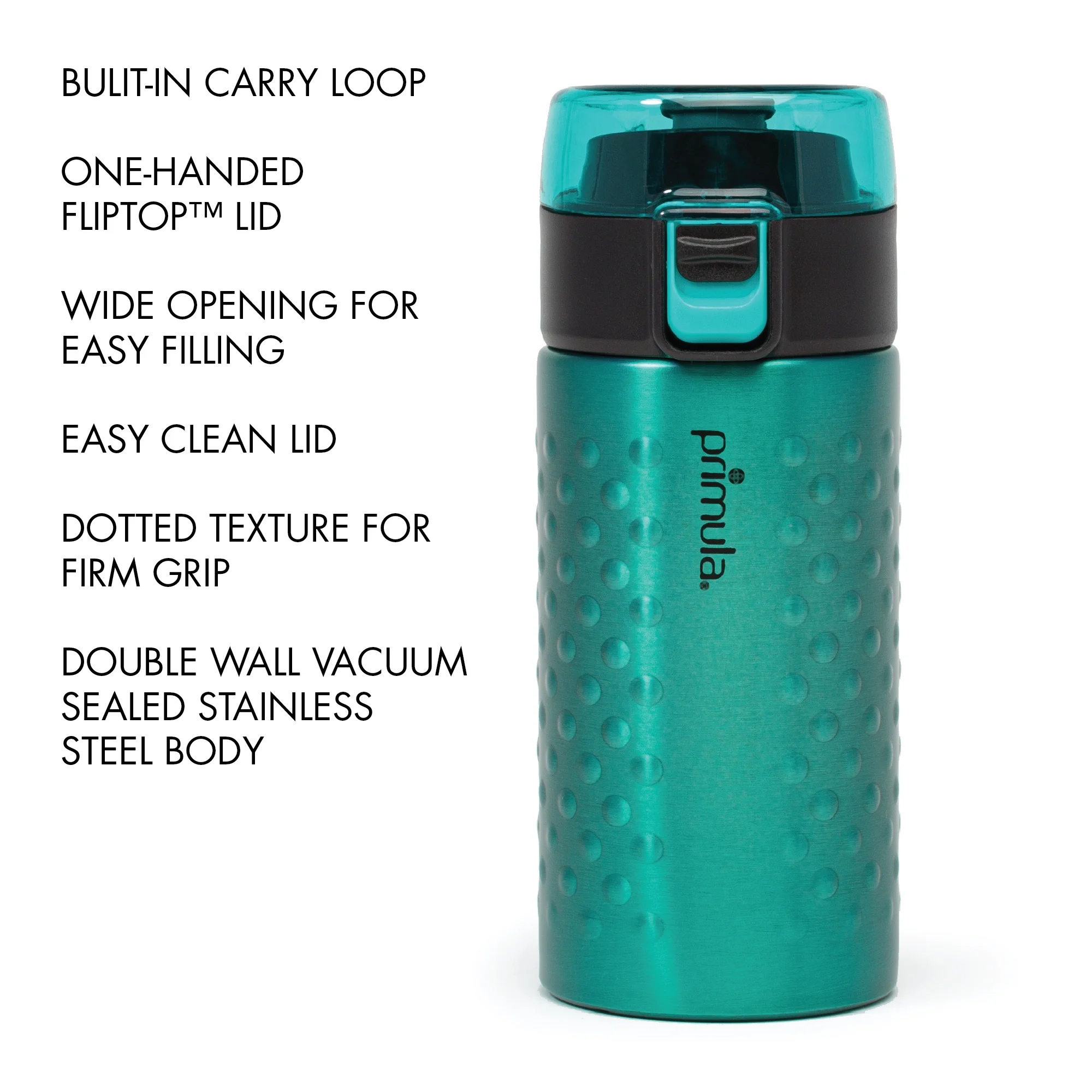 Primula Hamilton Tumbler 12 Ounce Vacuum Insulated Tumbler with Flip Top Lid, Double Wall Stainless Steel Travel Mug for Home, Office, Outdoors, Keeps Drinks Hot or Cold All Day, Teal