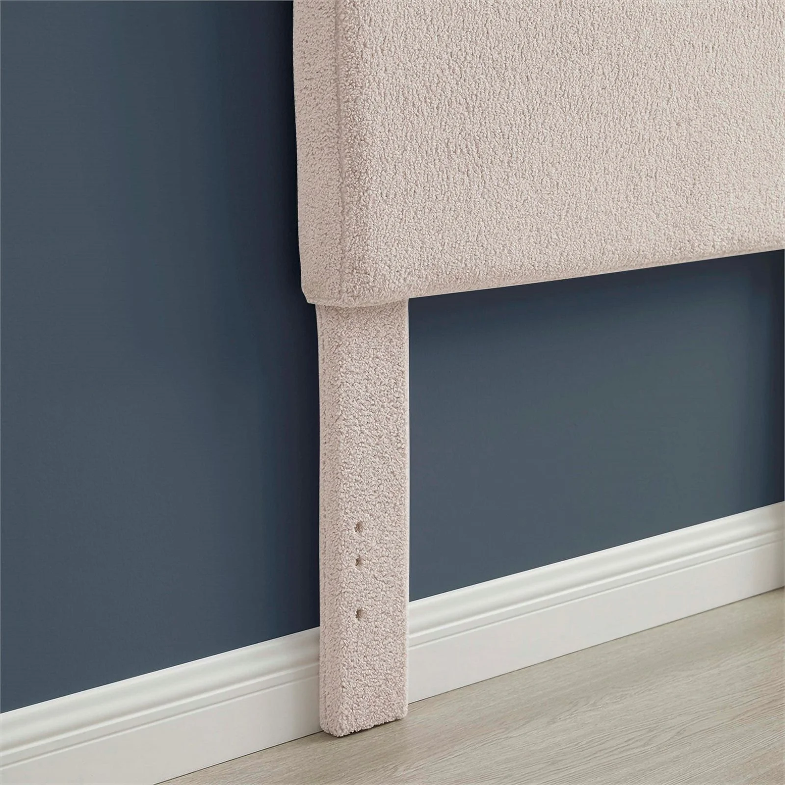 Linon Tristan Twin Sherpa Upholstered Rounded Headboard in Off White